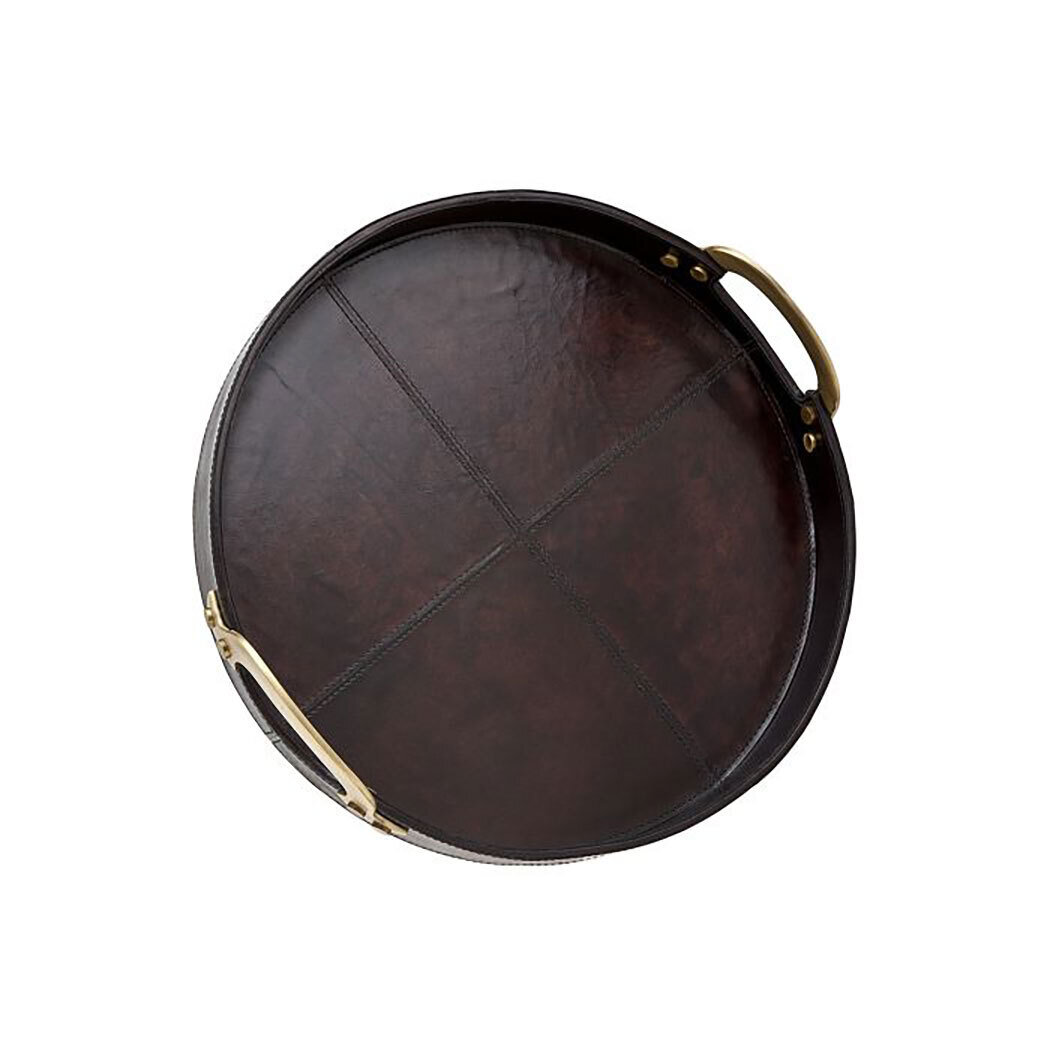 Ricci Leather Large Oval Tray Brown 29042