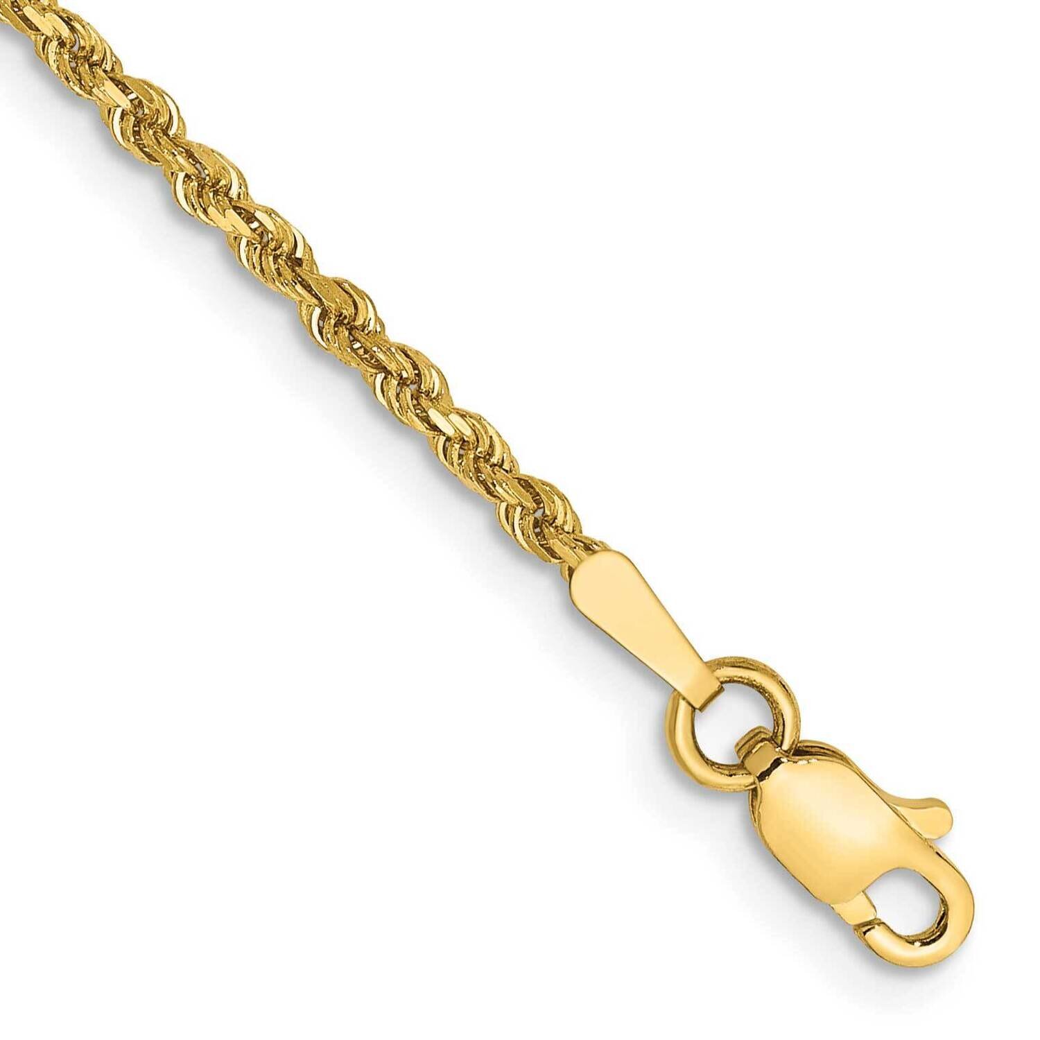 5.5 Inch 1.75mm Diamond-Cut Rope with Lobster Clasp Chain 14k Gold 014L-5.5