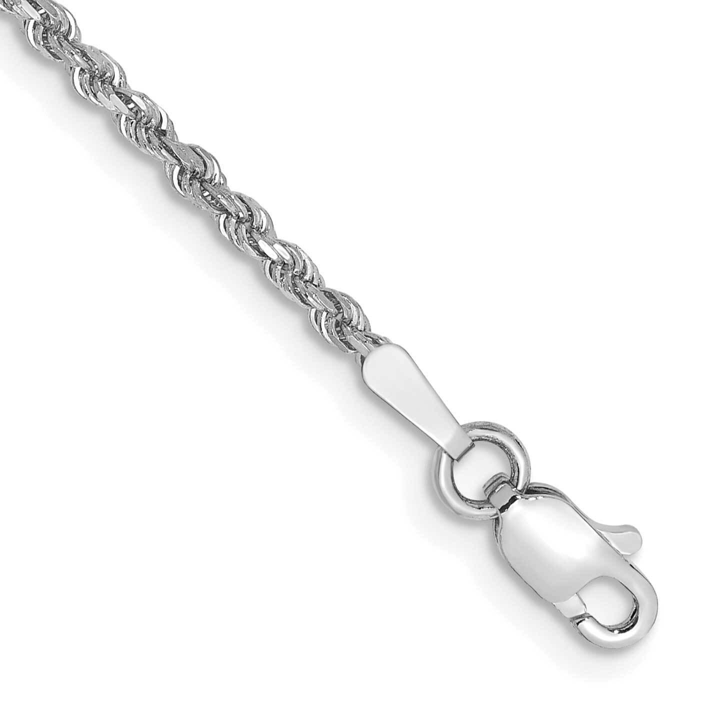 5.5 Inch 1.75mm Diamond-Cut Rope with Lobster Clasp Chain 14k White Gold 014W-5.5