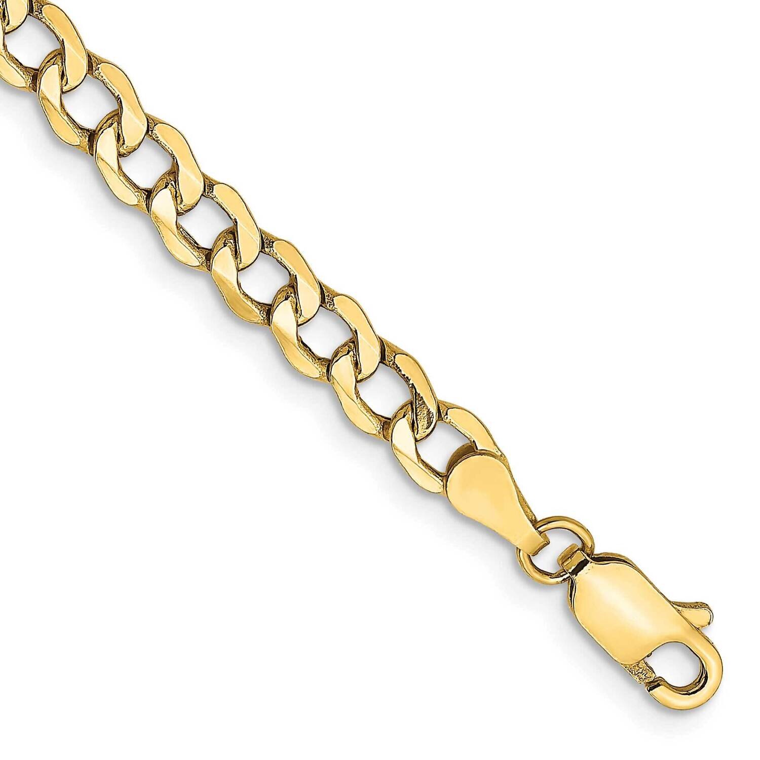 4.3mm Semi-Solid Curb Link Chain 9 Inch 10k Gold 10BC107-9