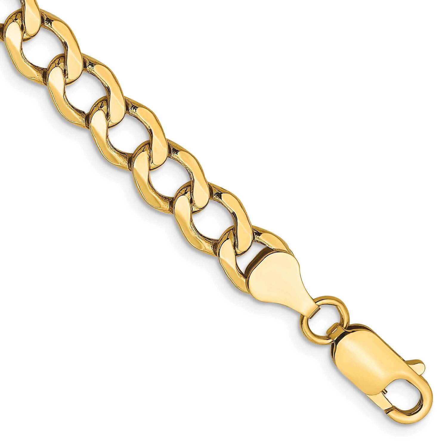 6.5mm Semi-Solid Curb Link Chain 9 Inch 10k Gold 10BC109-9