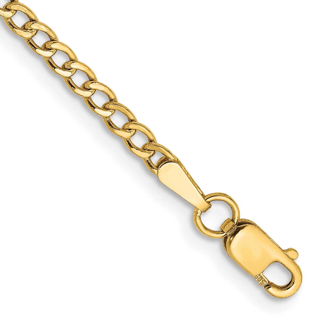 2.5mm Semi-Solid Curb Link Chain 8 Inch 10k Gold 10BC124-8