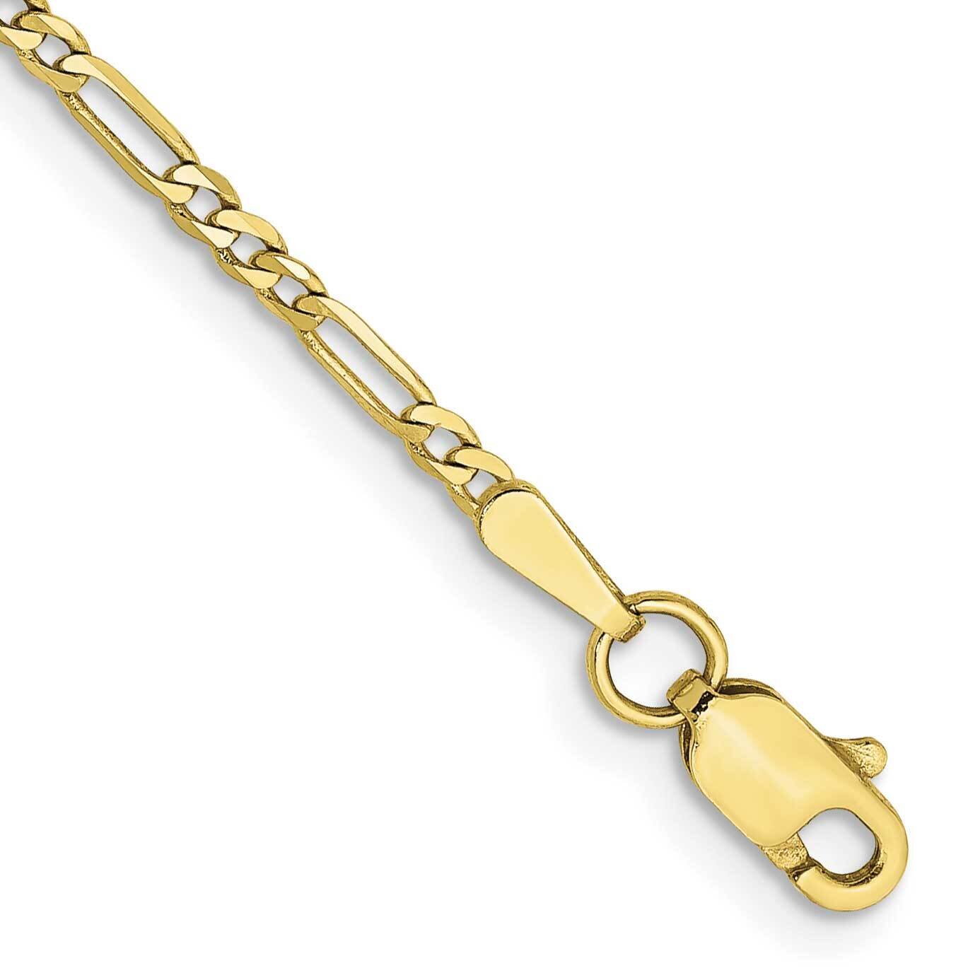 1.75mm Flat Figaro Chain Anklet 9 Inch 10k Gold 10FG050-9