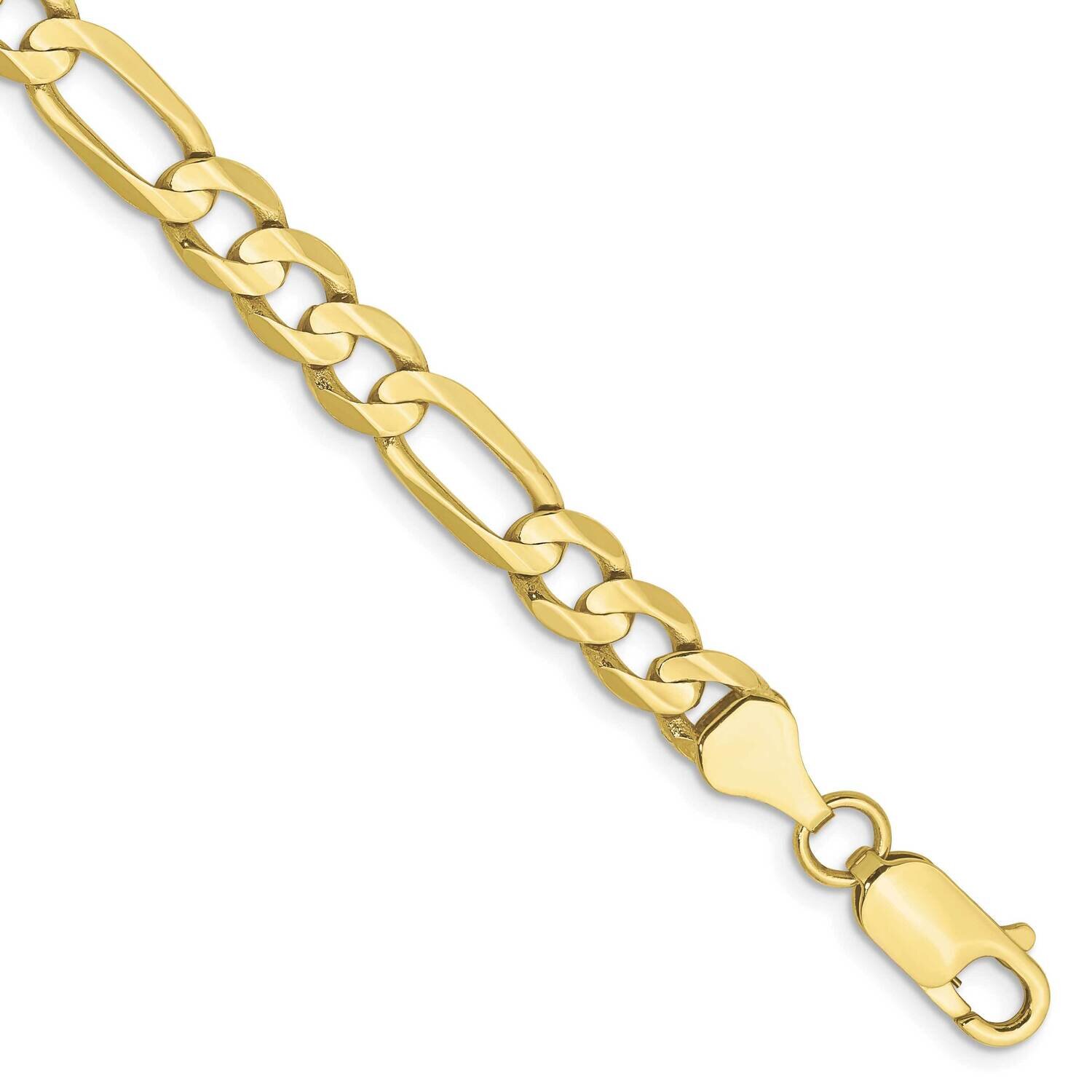 6mm Concave Open Figaro Chain 9 Inch 10k Gold 10LF160-9