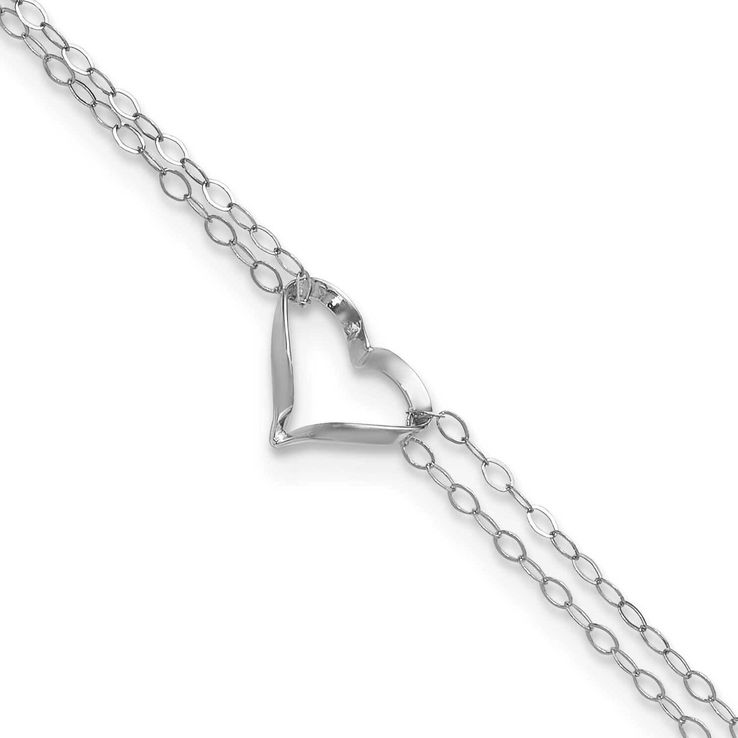 Double Strand Heart 10In Plus 1Inch Extension Anklet 14k White Gold ANK174-10