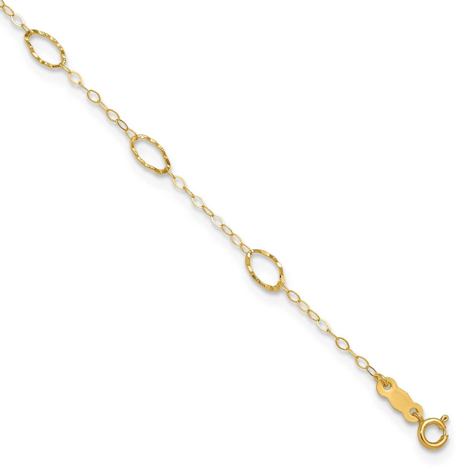 Oval Shapes 10In Plus 1Inch Extension Anklet 14k Gold ANK223-11