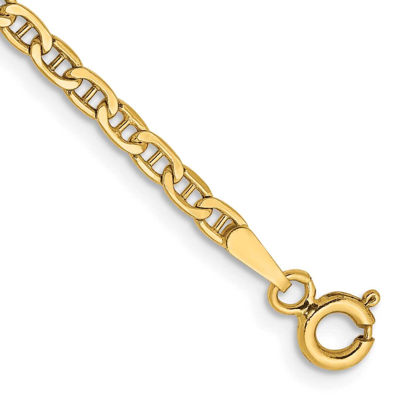 9 Inch 2.4mm Semi-Solid Anchor with Spring Ring Clasp Anklet 14k Gold BC121-9
