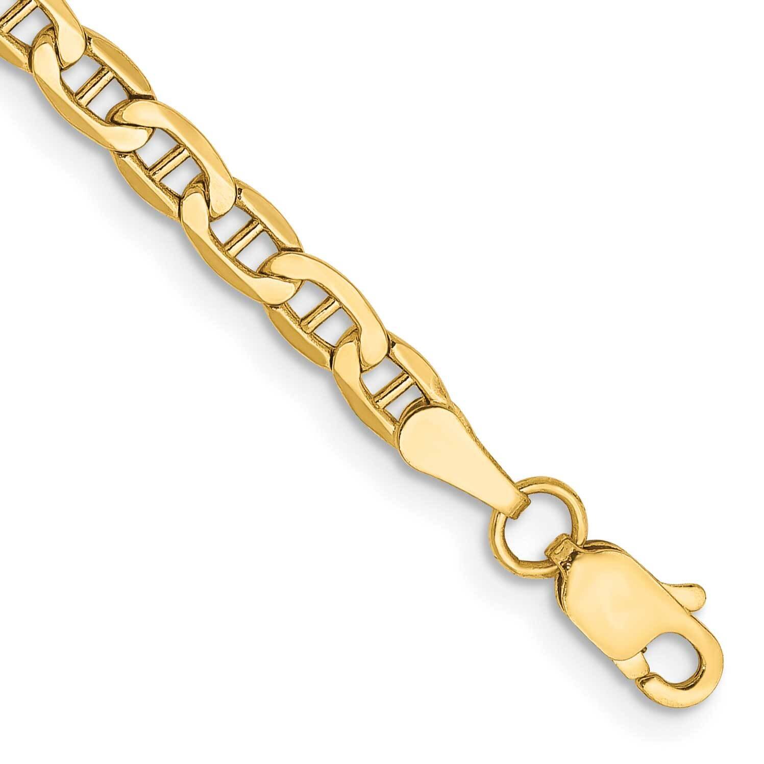9 Inch 3.2mm Semi-Solid Anchor with Lobster Clasp Anklet 14k Gold BC122-9