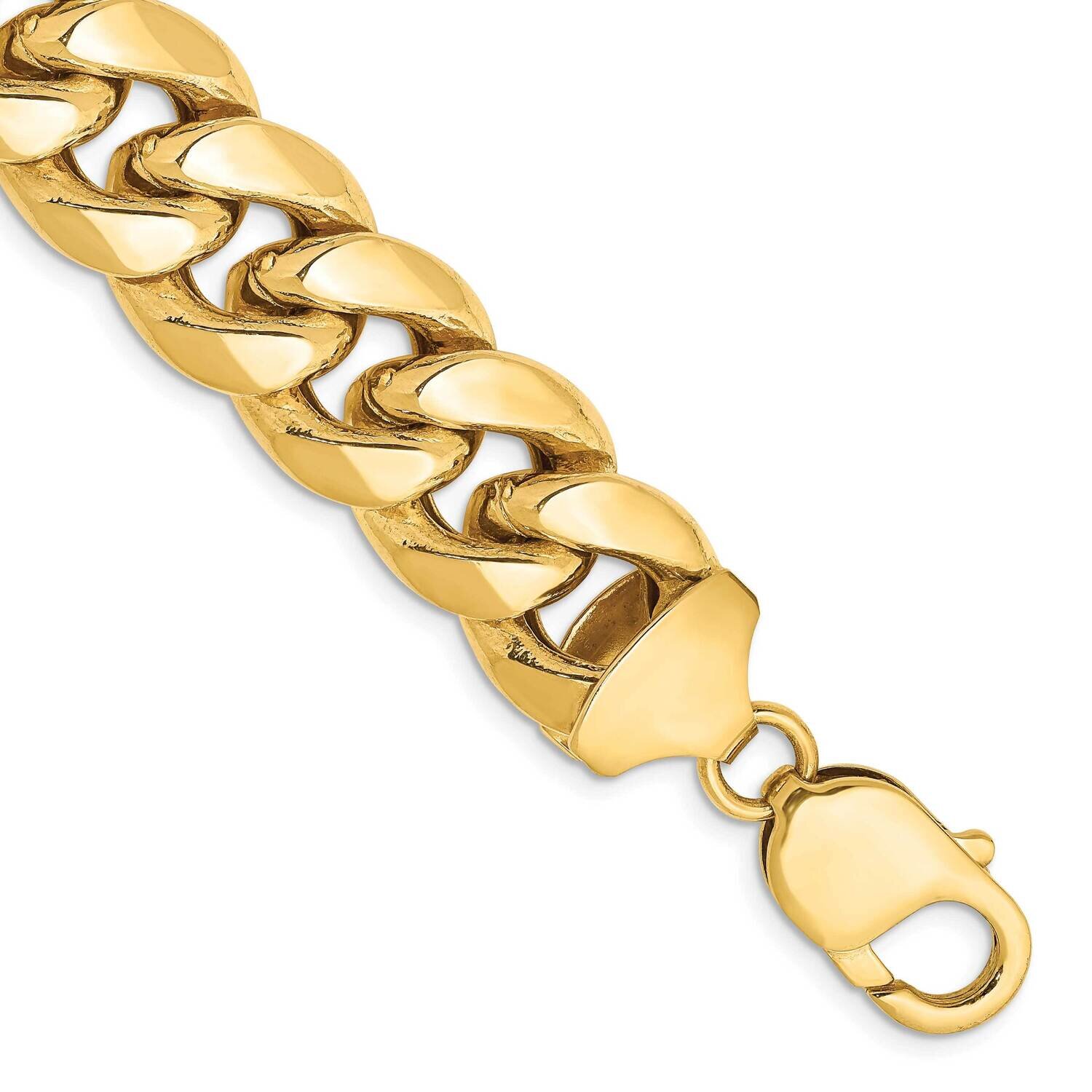 10 Inch 13.2mm Semi-Solid Miami Cuban with Lobster Clasp Chain 14k Gold BC164-10