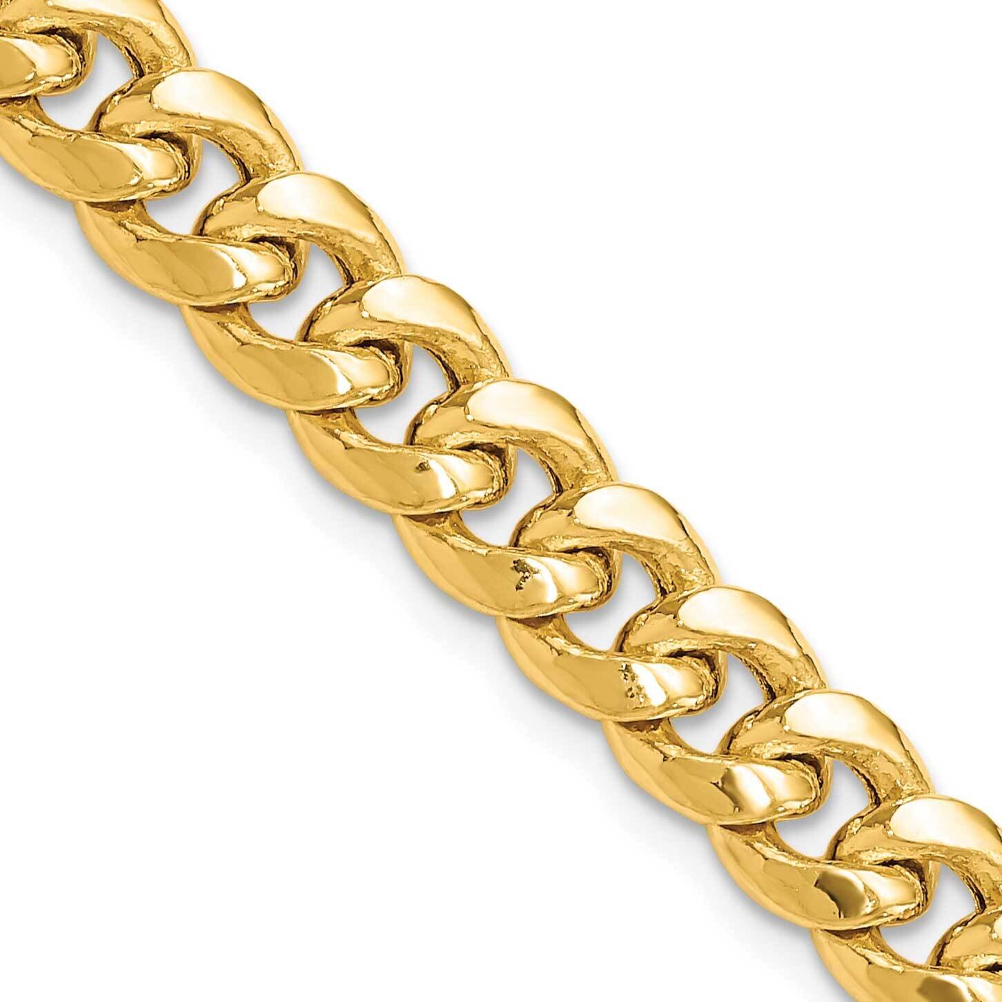 9 Inch 7.3mm Semi-Solid Miami Cuban with Lobster Clasp Chain 14k Gold BC156-9