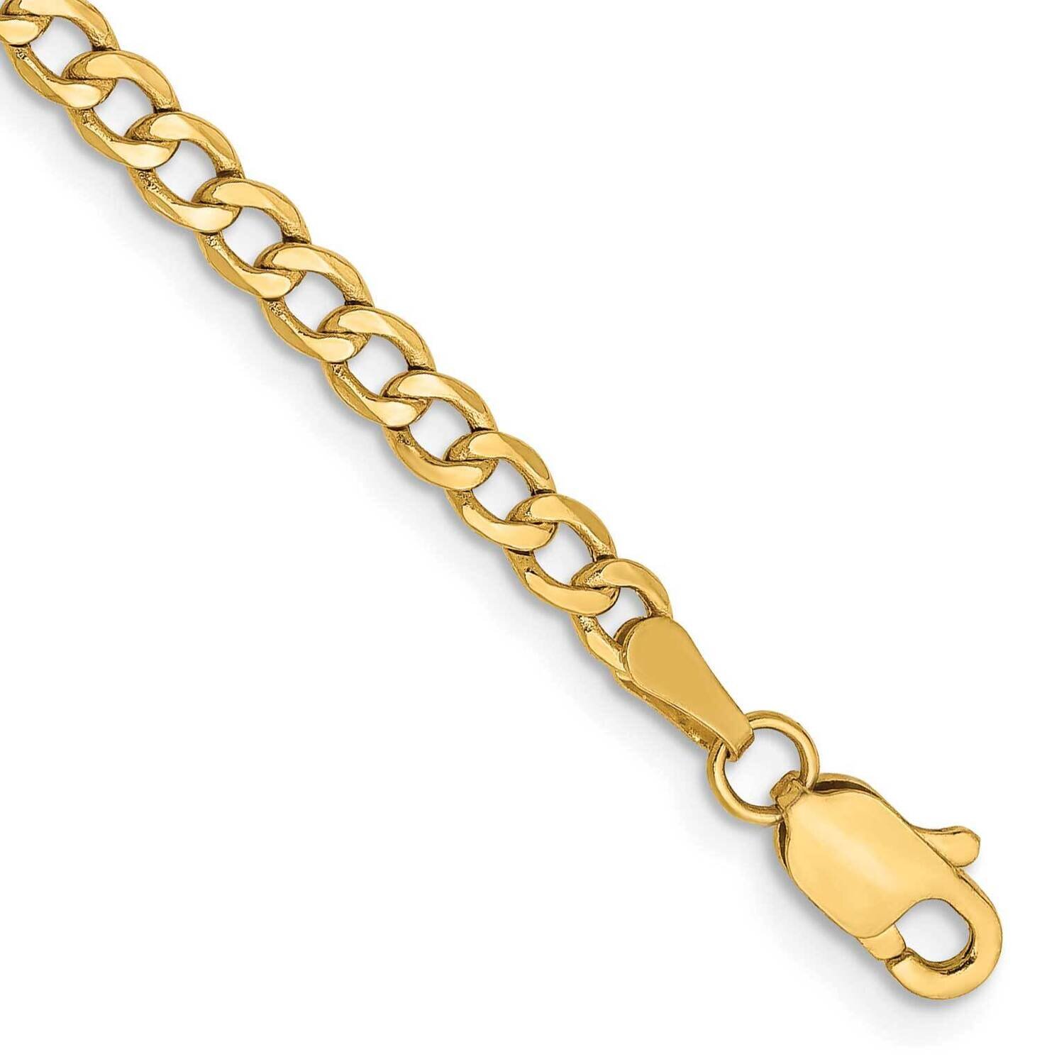 8 Inch 2.85mm Semi-Solid Curb with Lobster Clasp Bracelet 14k Gold BC192-8