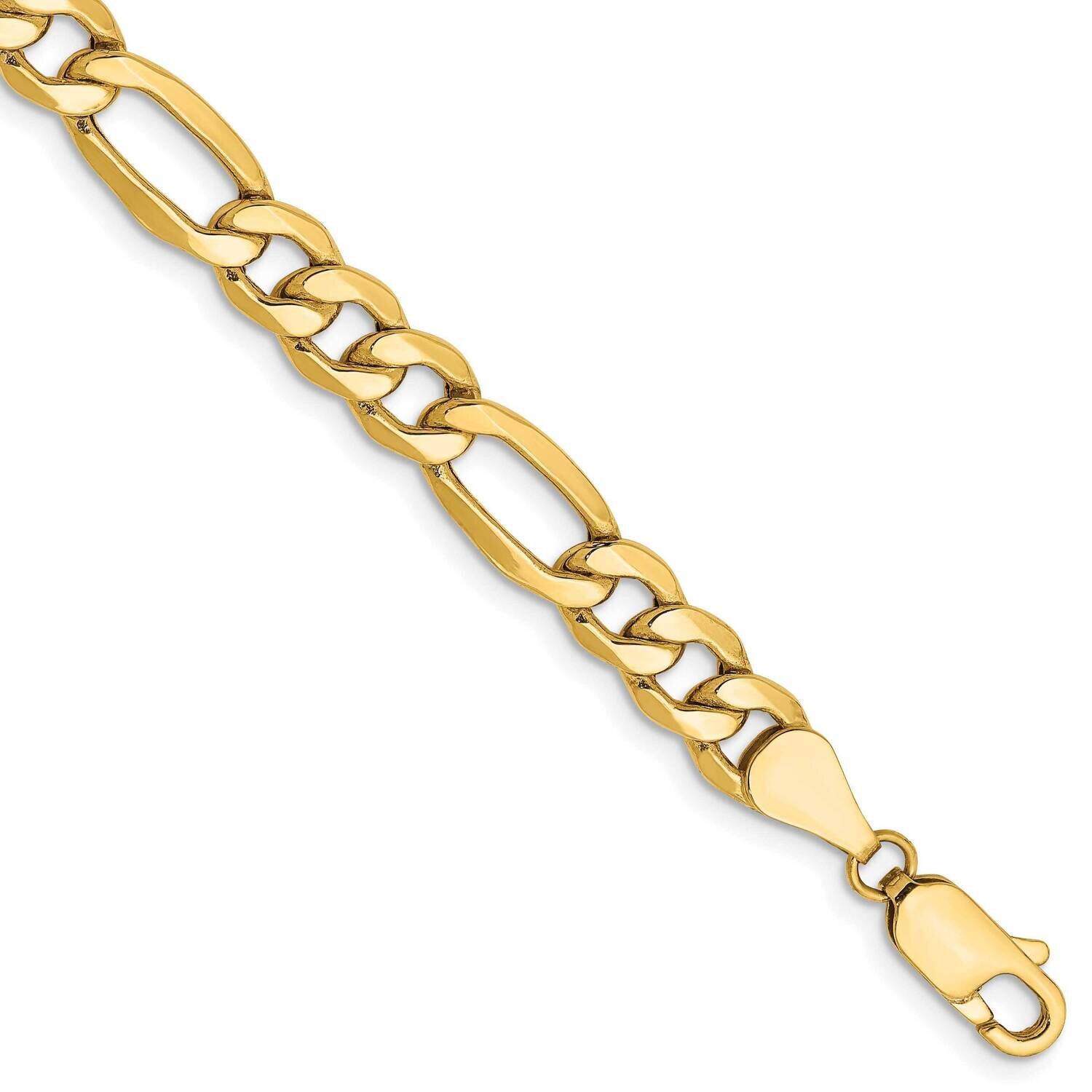 9 Inch 6.25mm Semi-Solid Figaro with Lobster Clasp Chain 14k Gold BC96-9