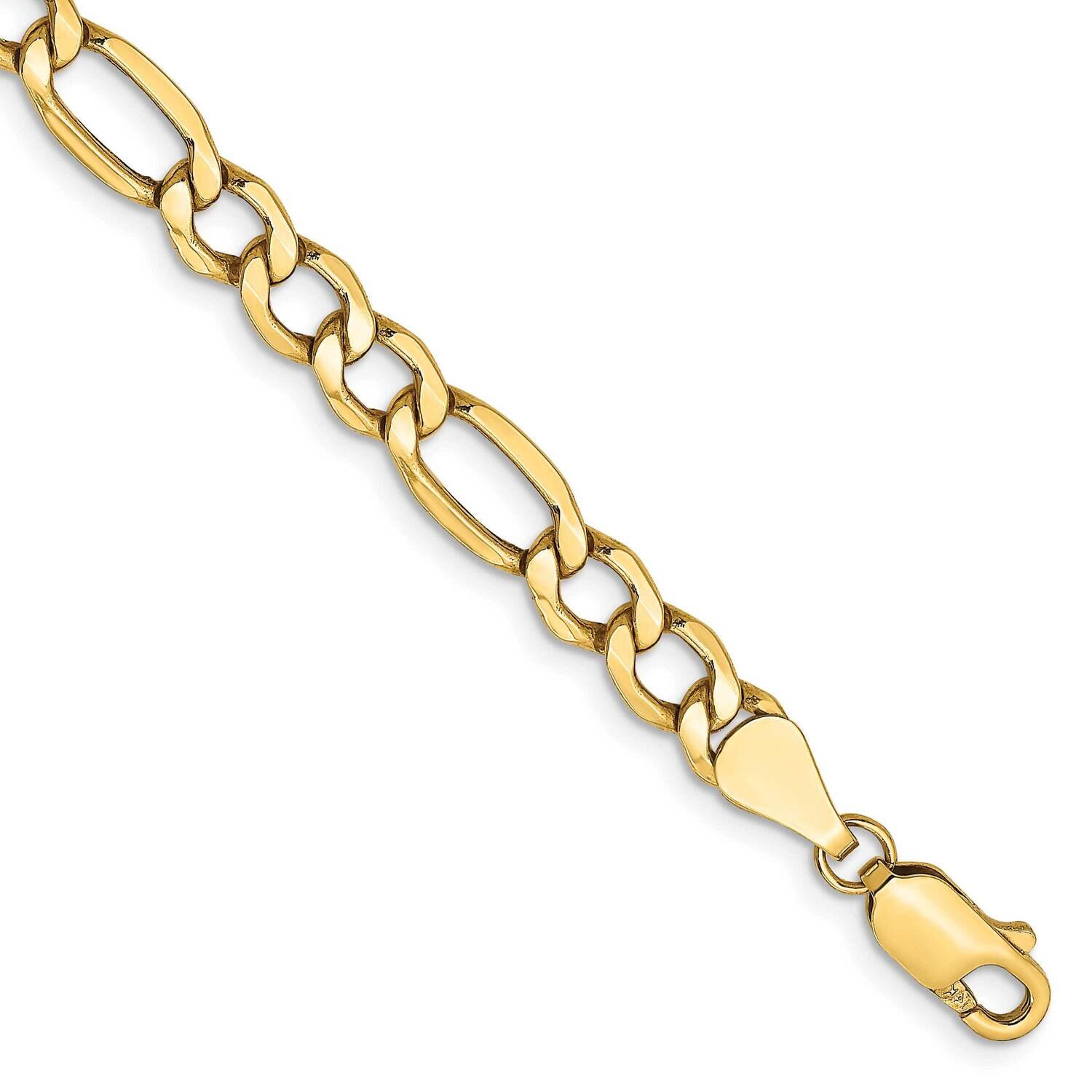 9 Inch 5.75mm Semi-Solid Figaro with Lobster Clasp Chain 14k Gold BC95-9