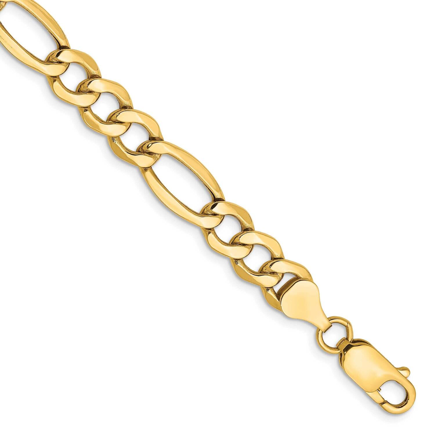9 Inch 7.3mm Semi-Solid Figaro with Lobster Clasp Chain 14k Gold BC97-9