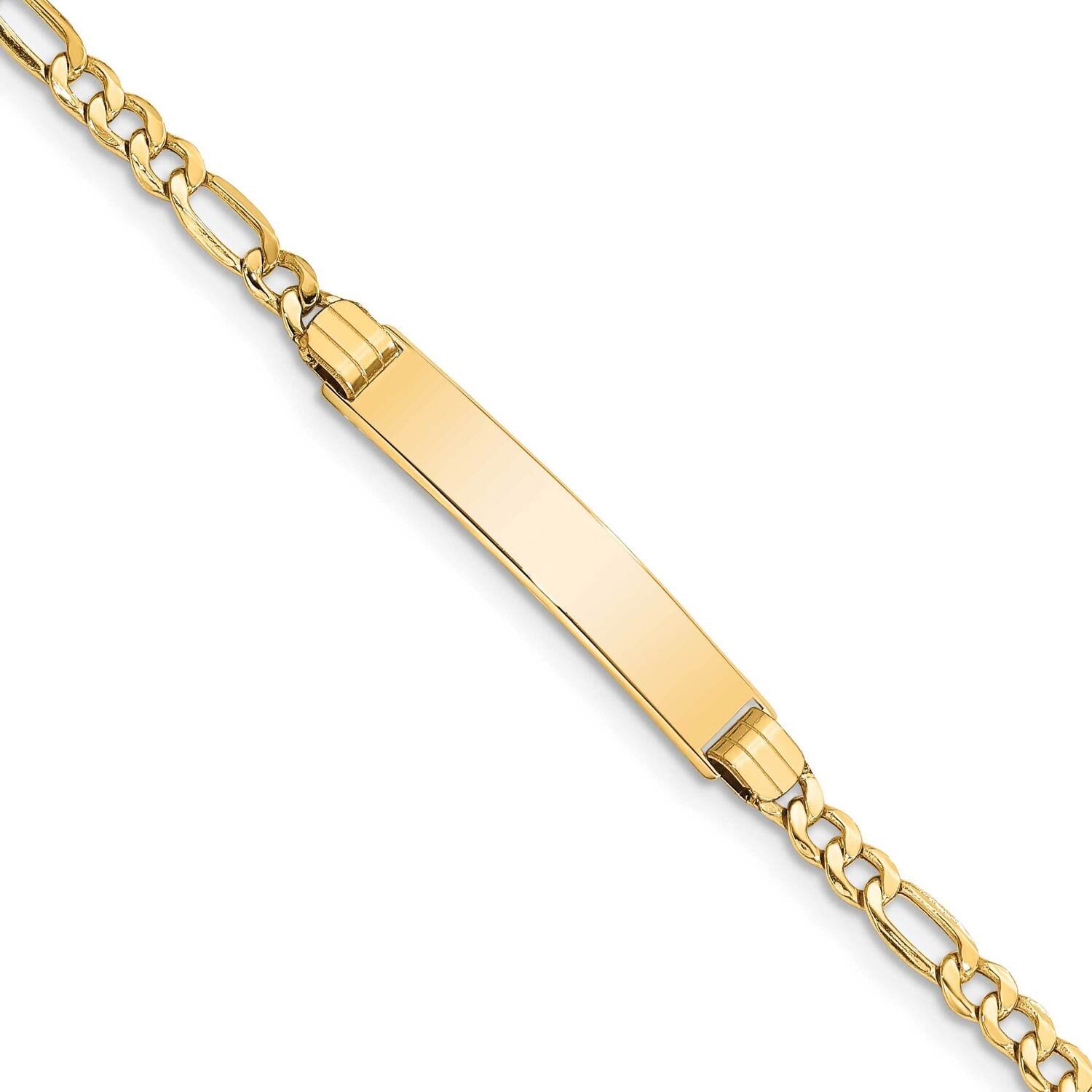 Semi-Solid Polished Figaro Link ID Bracelet 14k Gold DCID107-8, MPN: DCID107-8, 886774024783