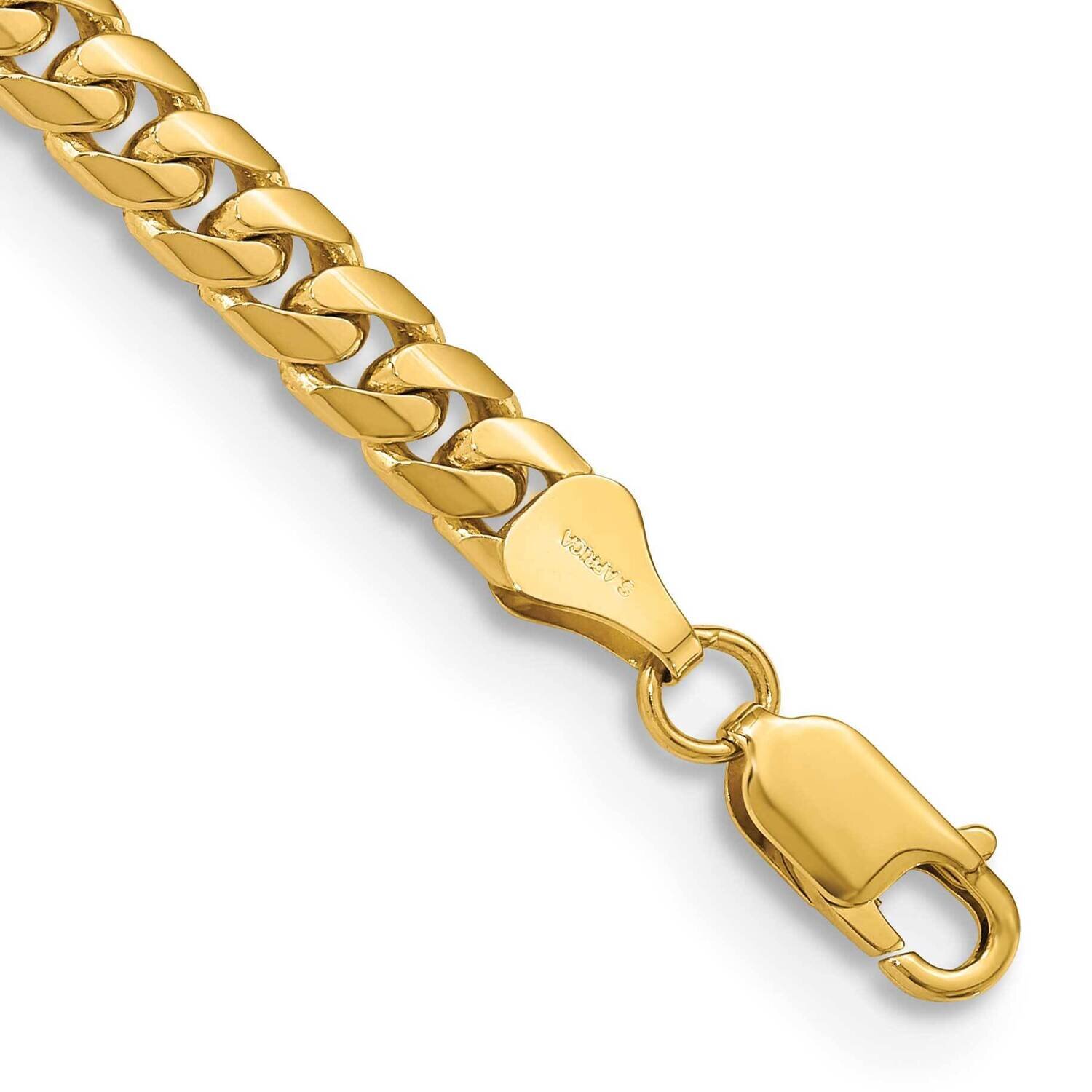 9 Inch 5.5mm Solid Miami Cuban Link with Lobster Clasp Chain 14k Gold DCU180-9