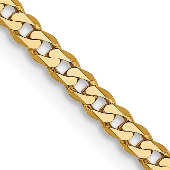 30 Inch 2.2mm Flat Beveled Curb with Lobster Clasp Chain 14k Gold FBU060-30