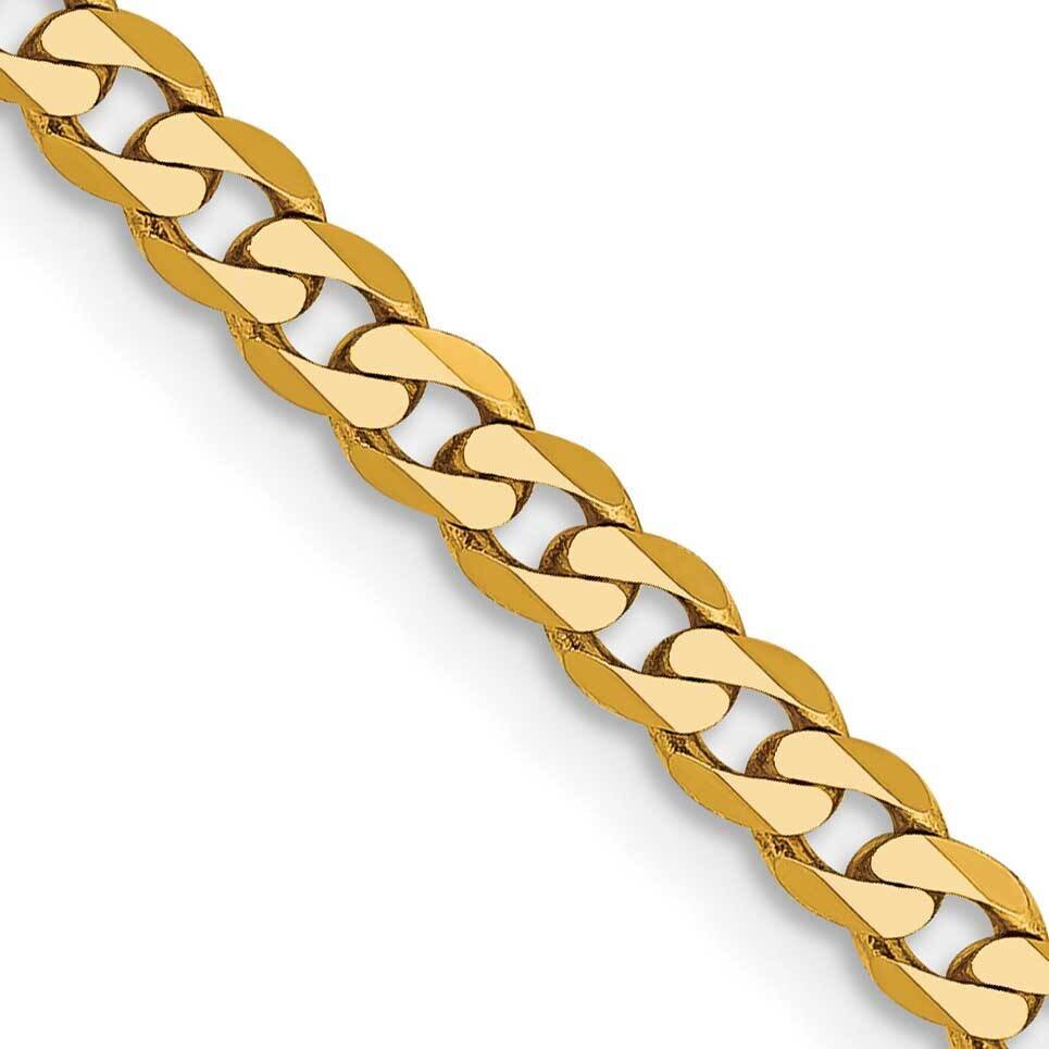 30 Inch 2.9mm Flat Beveled Curb with Lobster Clasp Chain 14k Gold FBU080-30