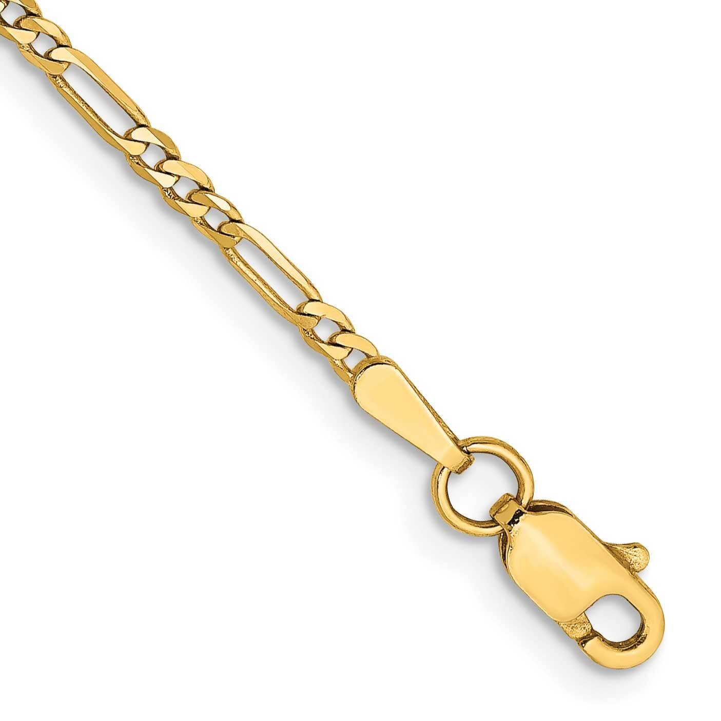 10 Inch 1.8mm Flat Figaro with Lobster Clasp Anklet 14k Gold FFL050-10