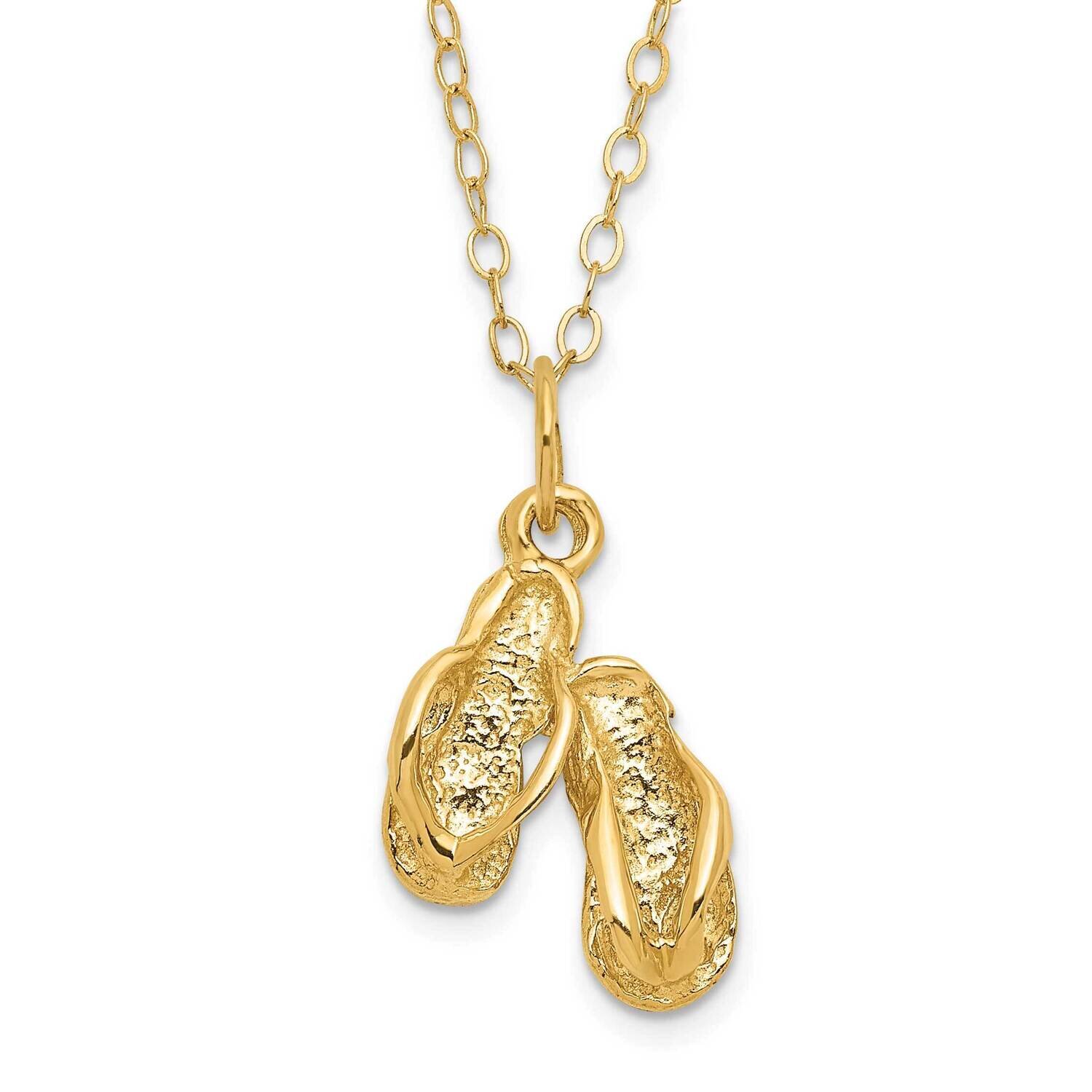 Children&#39;S Flip Flop Necklace 14k Gold GK397-15, MPN: GK397-15,