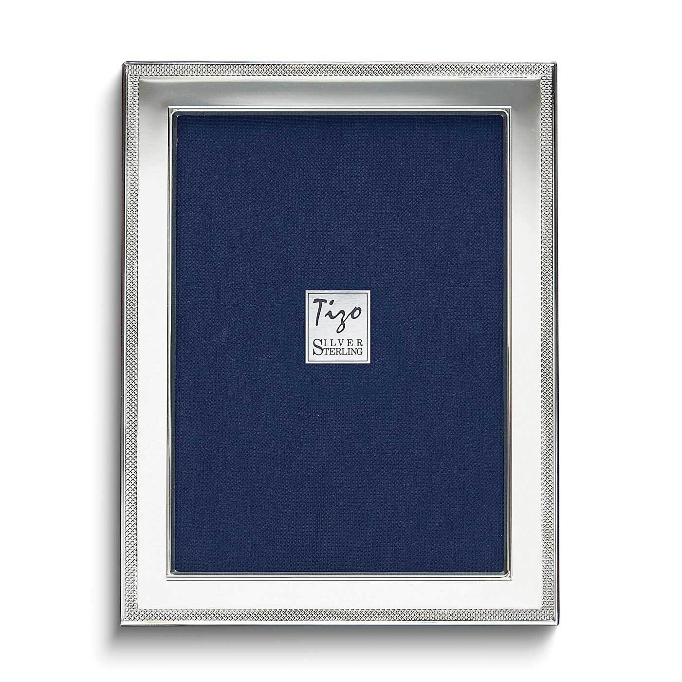 925 Tarnish Resistant Plain with Mesh Border 5X7 Frame with Finished Wood Back Sterling Silver GP8956