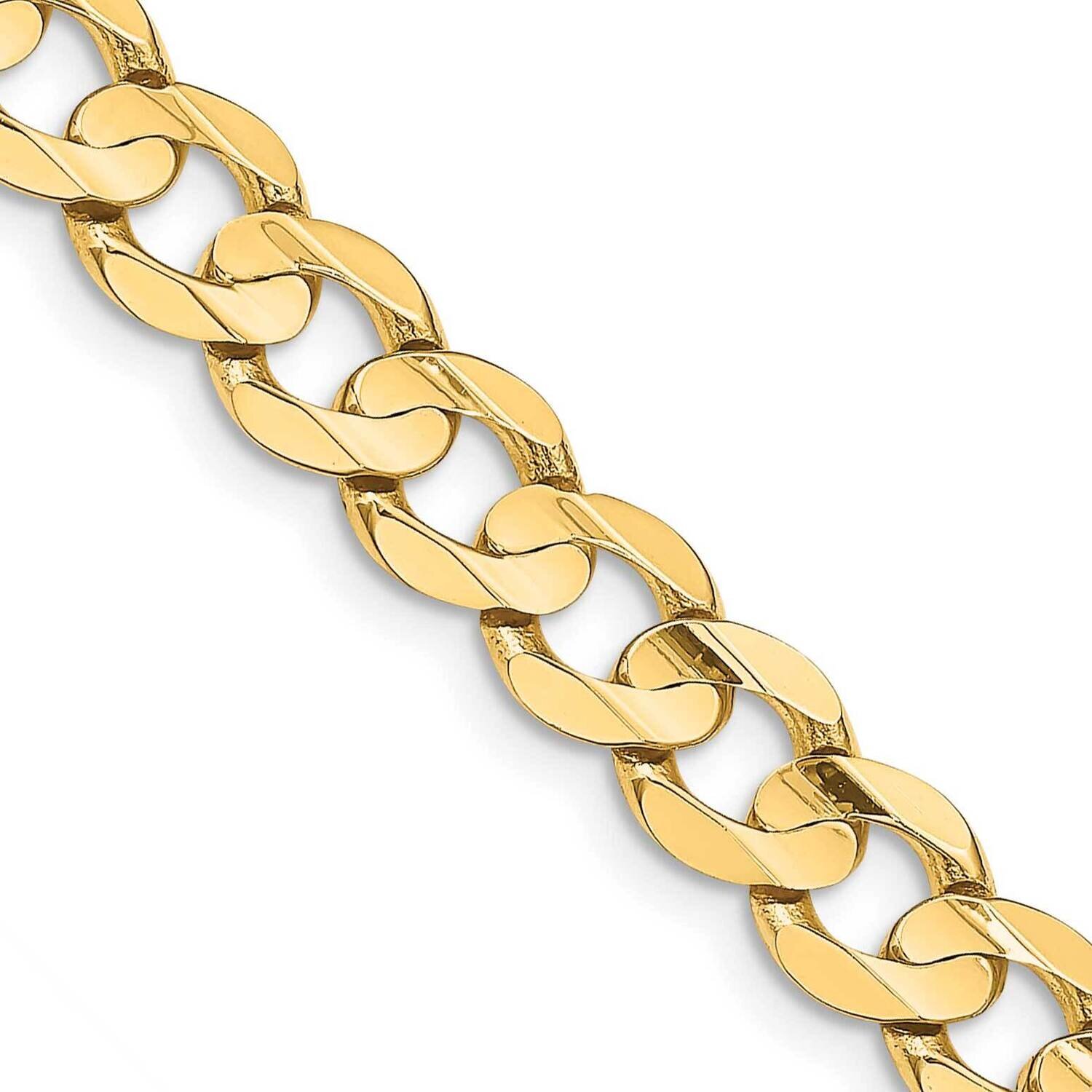 26 Inch 8.5mm Open Concave Curb with Lobster Clasp Chain 14k Gold LCR220-26
