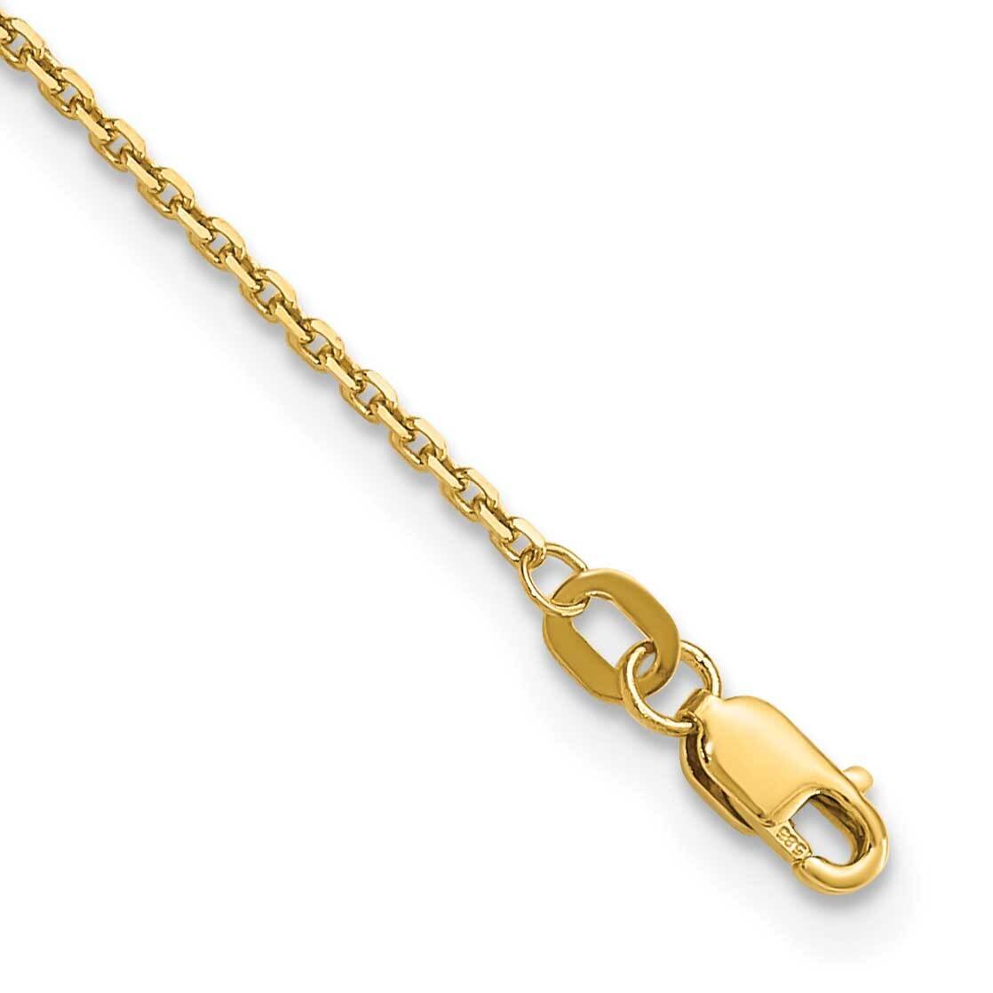 10 Inch 1.4mm Diamond-Cut Round Open Link Cable with Lobster Clasp Anklet 14k Gold PEN203-10