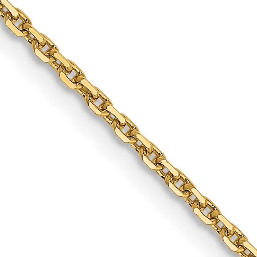 14 Inch 1.4mm Diamond-Cut Round Open Link Cable with Lobster Clasp Chain 14k Gold PEN203-14