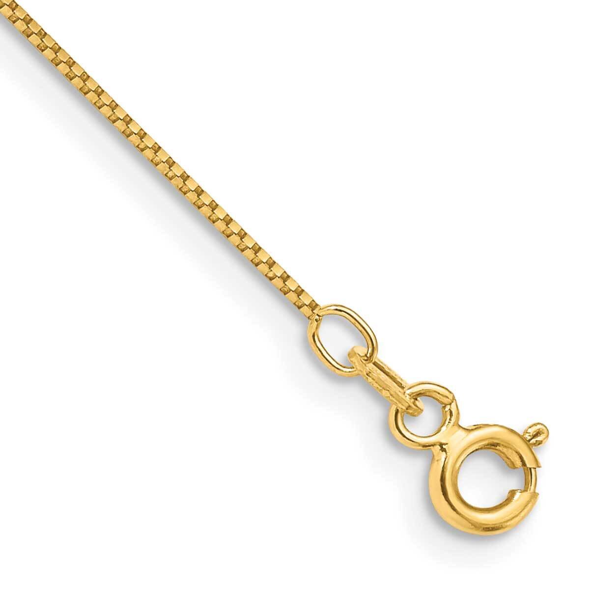 10 Inch .7mm Box with Spring Ring Clasp Anklet 14k Gold PEN2-10
