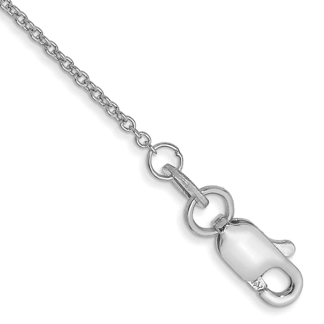 10 Inch 1mm Round Open Link Cable with Lobster Clasp Anklet 14k White Gold PEN74-10