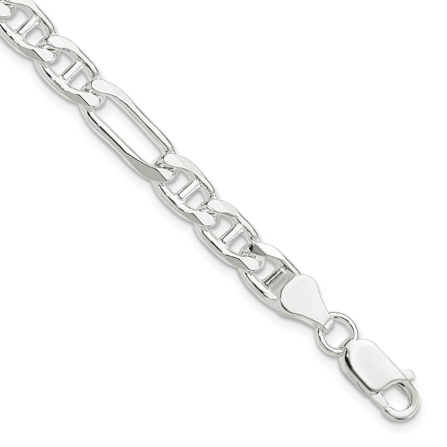 6.5mm Figaro Anchor Chain 9 Inch Sterling Silver QAF180-9, MPN: QAF180-9,