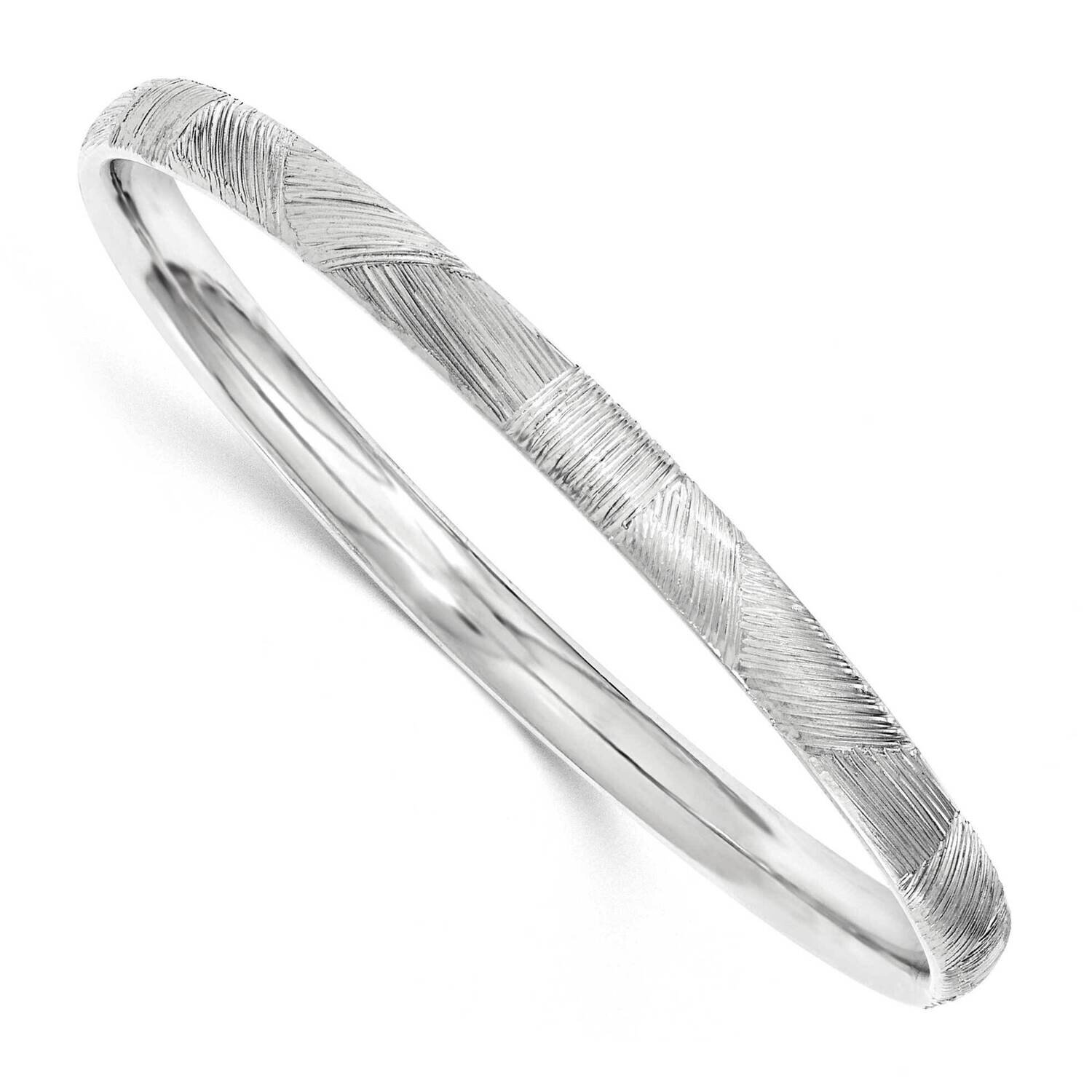 Textured Bangle Sterling Silver Rhodium-Plated QB1031