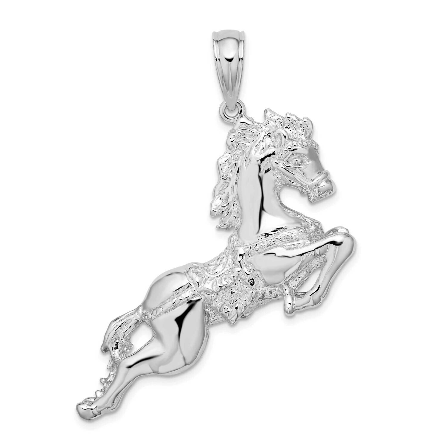 3D Jumping Horse Pendant Sterling Silver Polished QC10204, MPN: QC10204, 637218170098