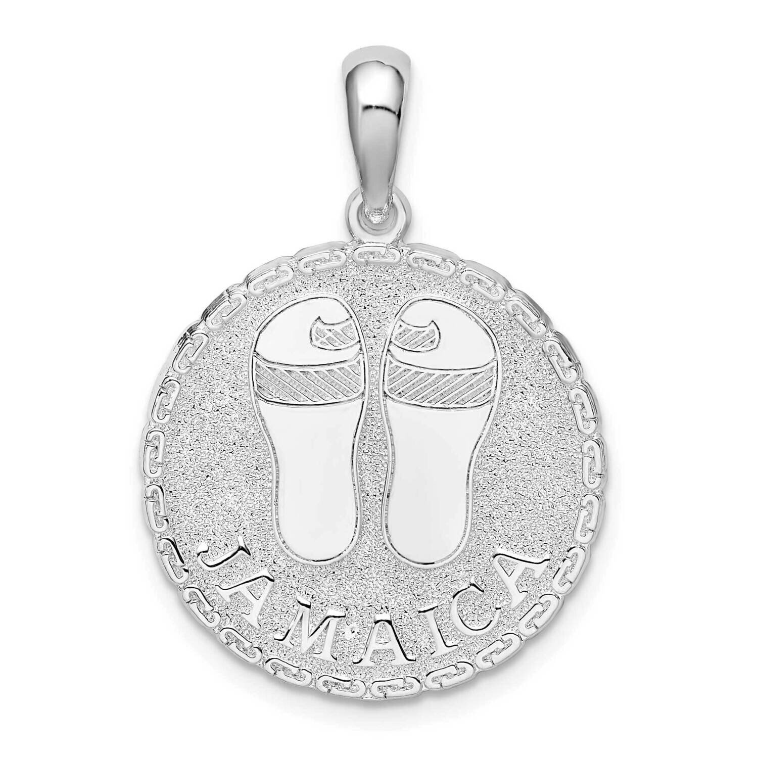 Large Jamaica with Sandals Disc Pendant Sterling Silver QC10206, MPN: QC10206, 637218170197