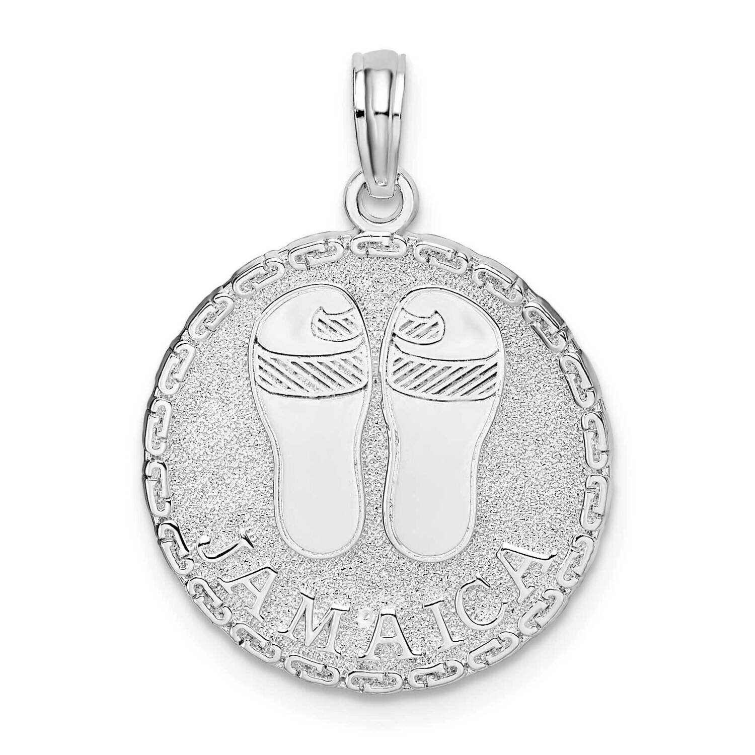 Jamaica with Sandals Disc Pendant Sterling Silver QC10207, MPN: QC10207, 637218170203