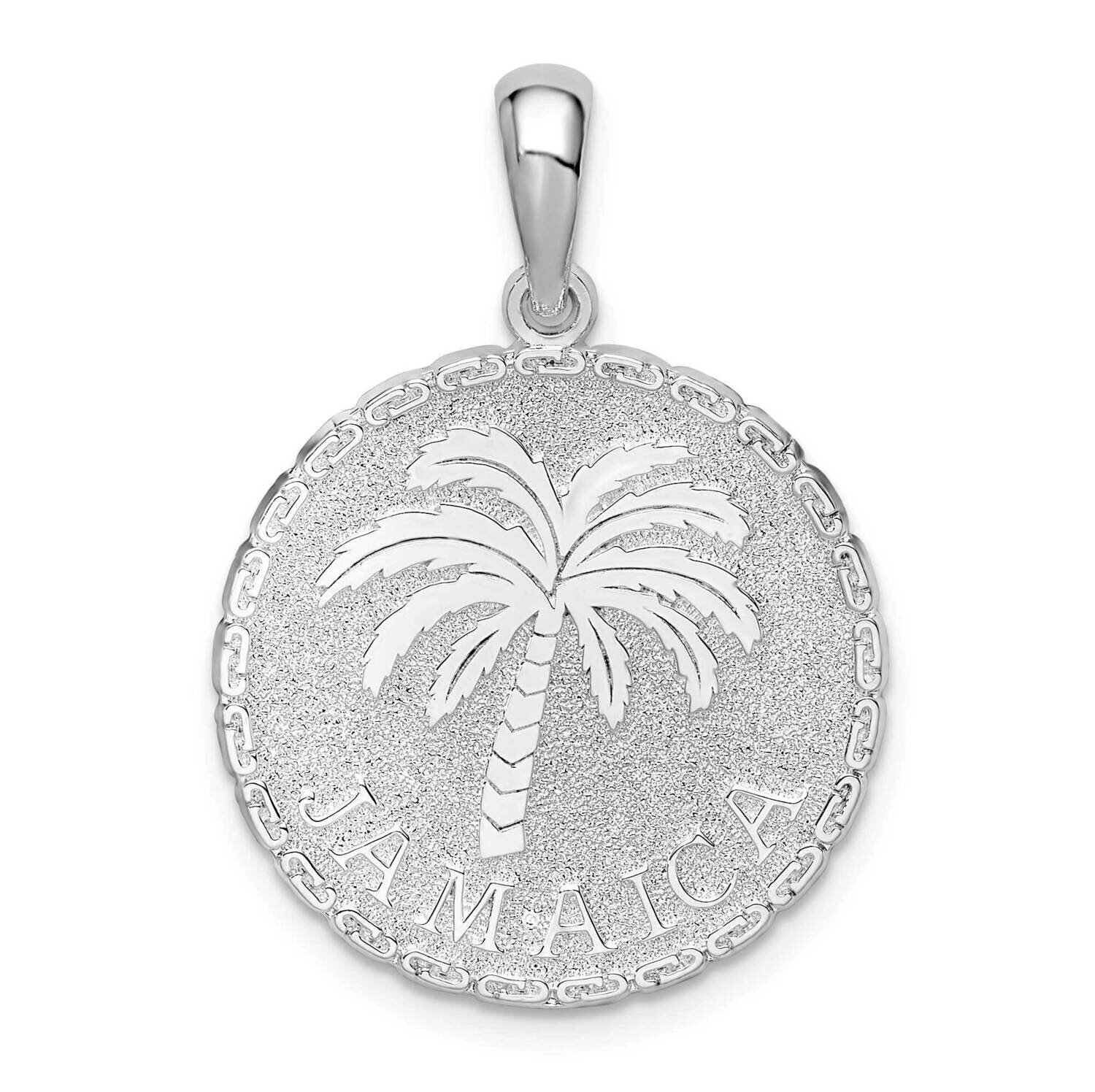 Large Jamaica with Palm Tree Disc Pendant Sterling Silver QC10208, MPN: QC10208, 637218170210