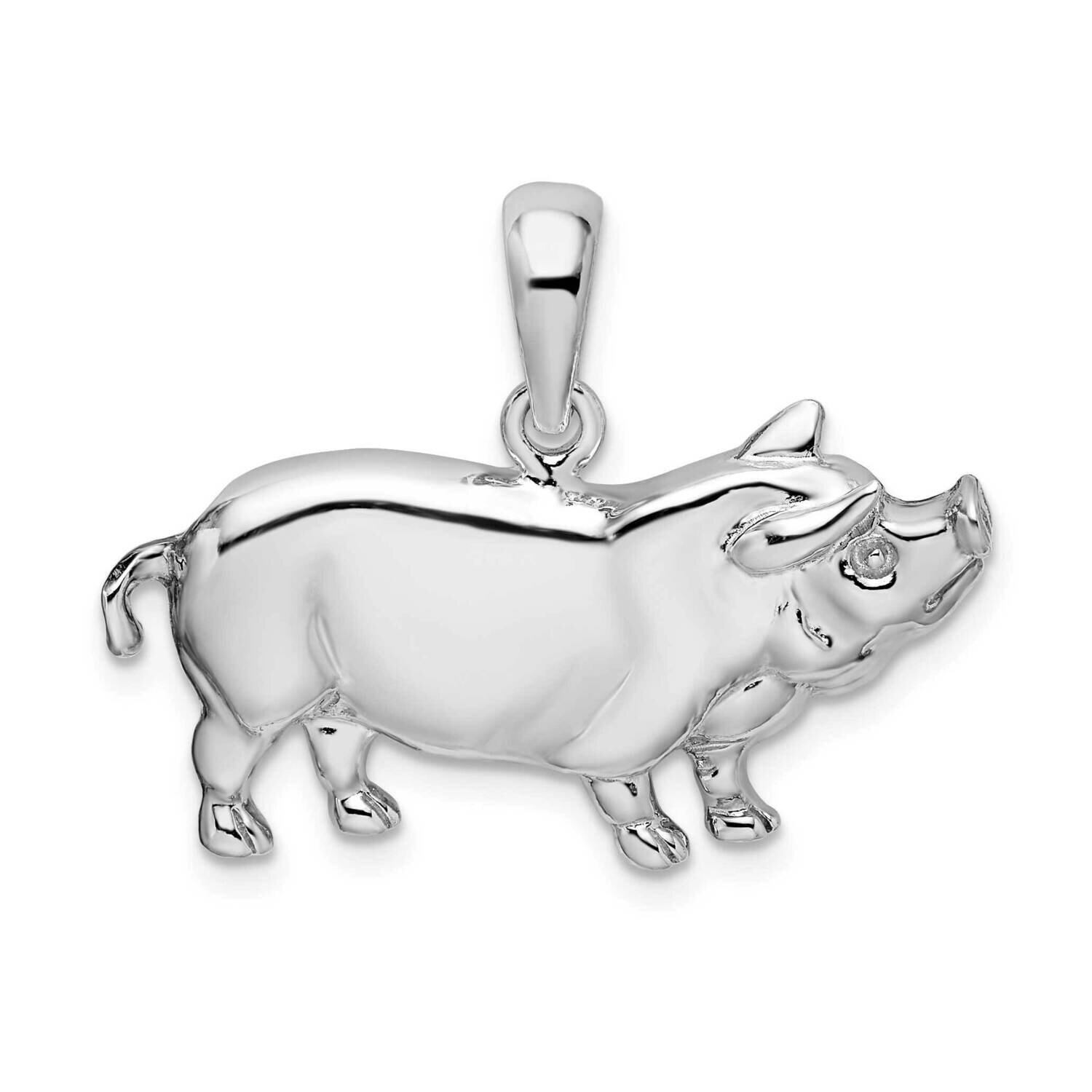 Pot Belly Pig Pendant Sterling Silver Polished QC10297