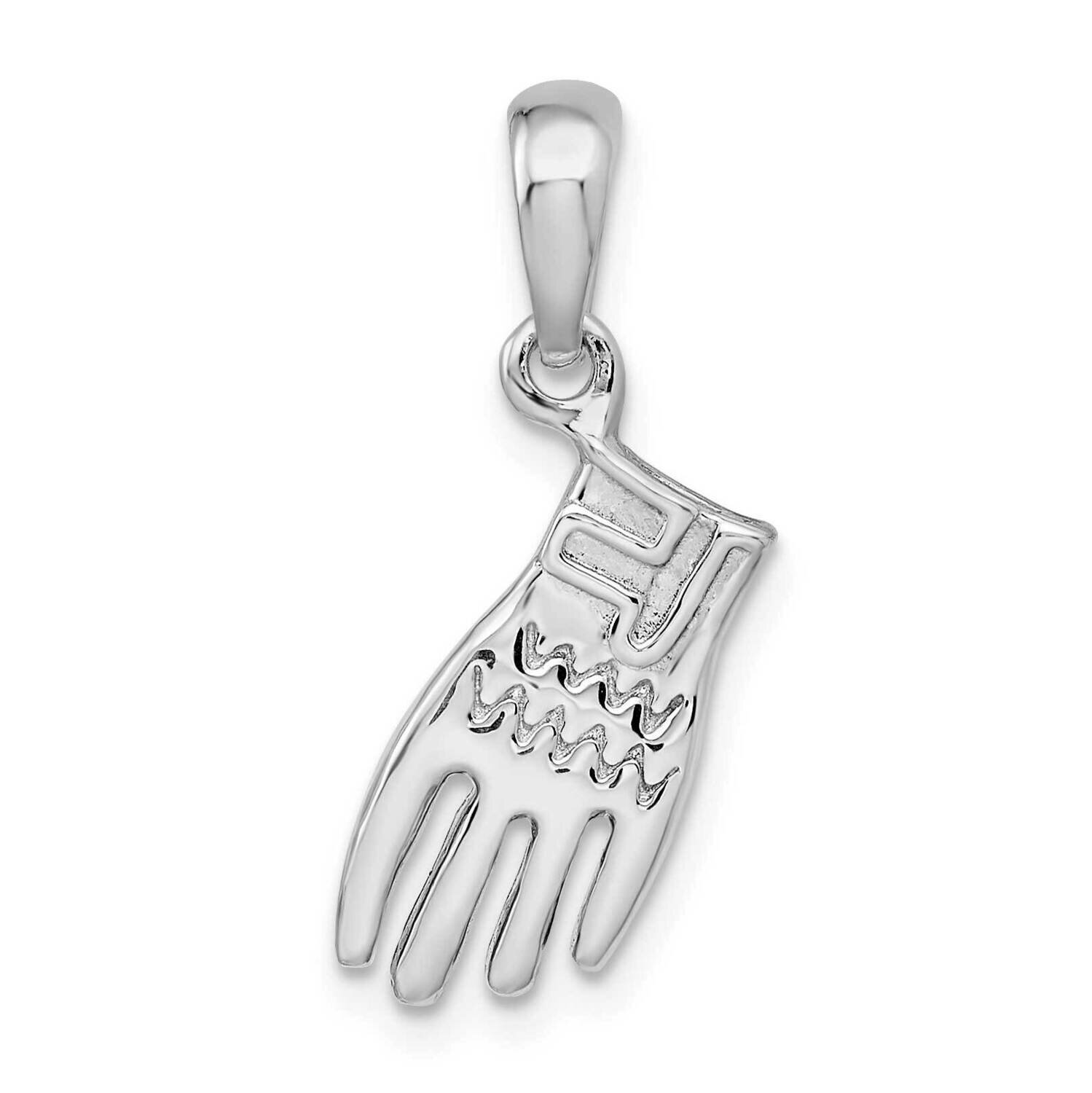 3D Work Glove Pendant Sterling Silver Polished QC10498, MPN: QC10498, 637218182039
