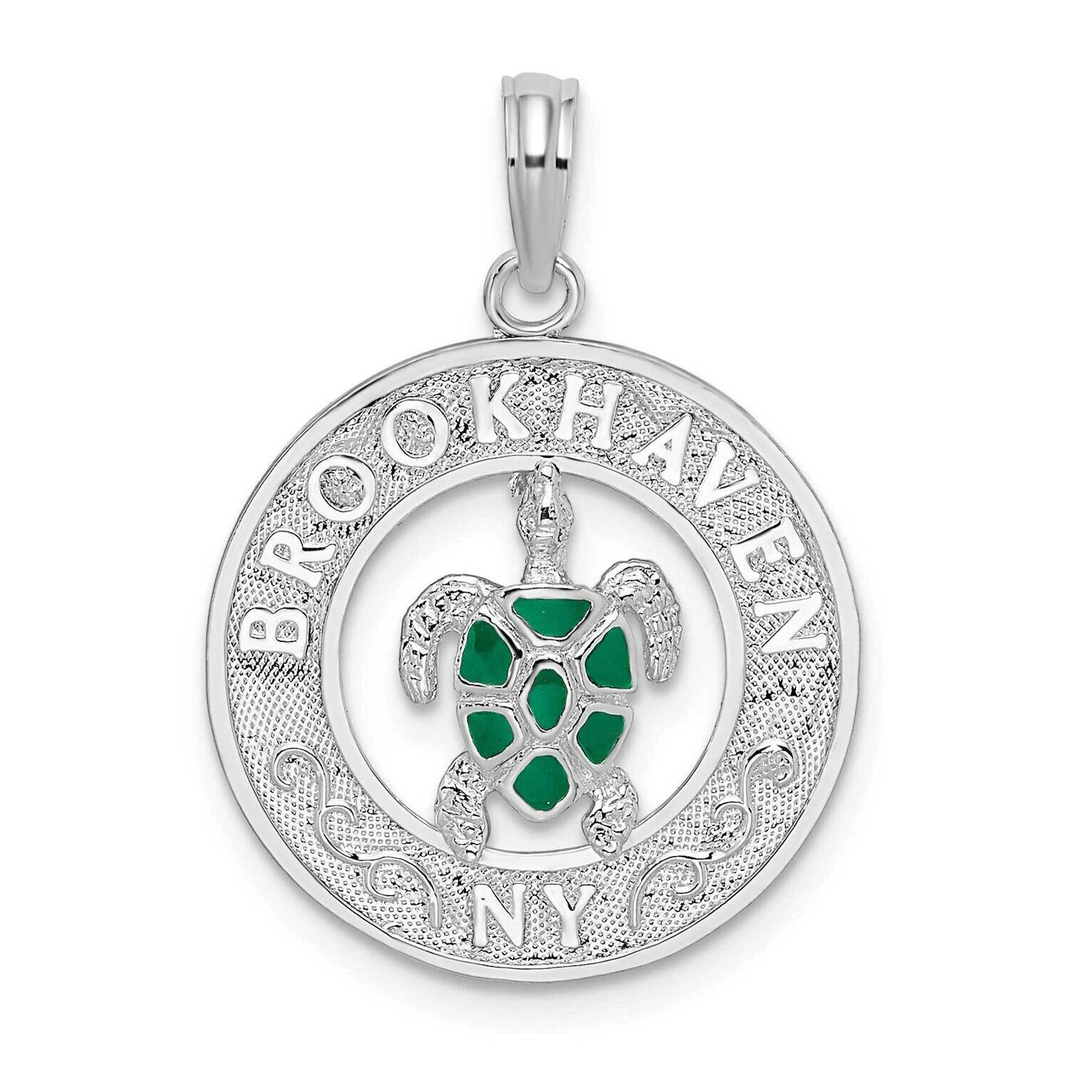 Enameled Brookhaven Ny with Turtle Pendant Sterling Silver Polished QC10732, MPN: QC10732, 63721817…