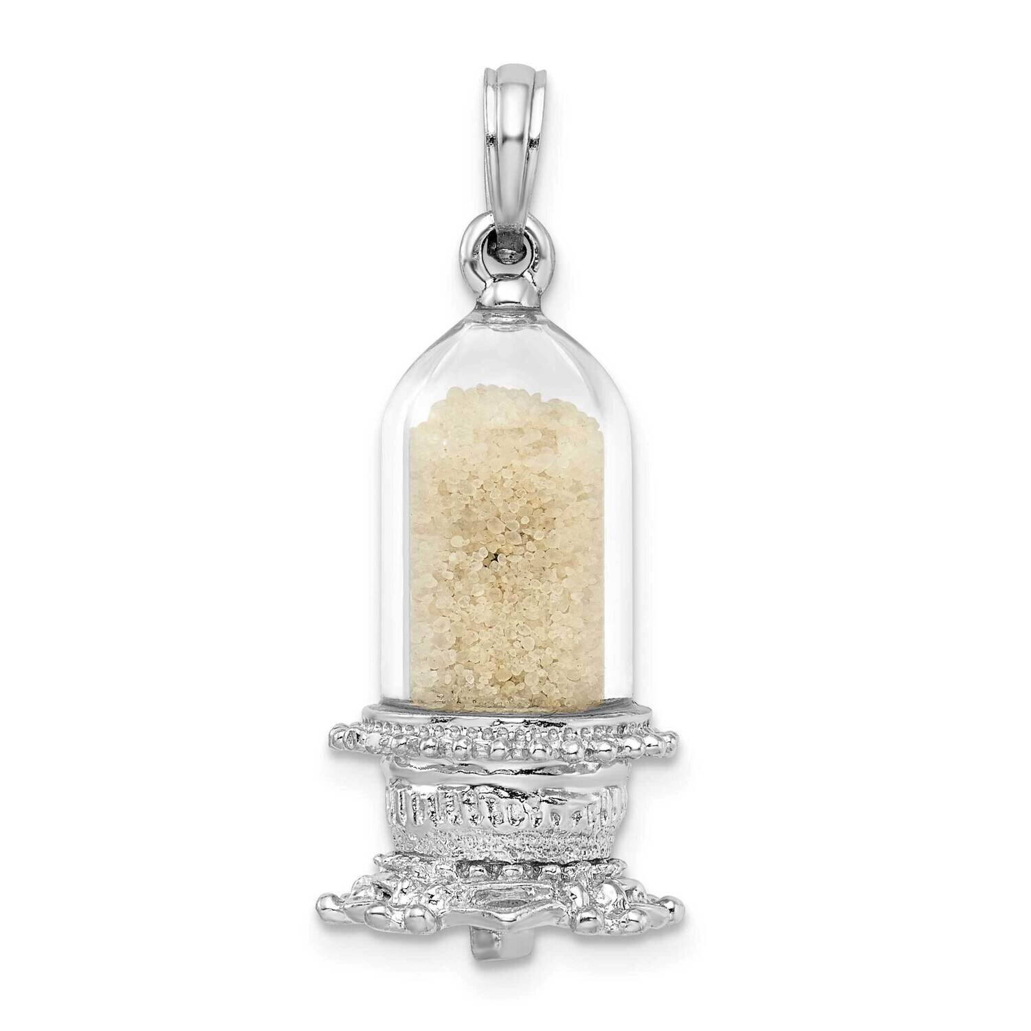 3D Glass Dome with Sand Pendant Sterling Silver Polished QC10323, MPN: QC10323, 637218182671