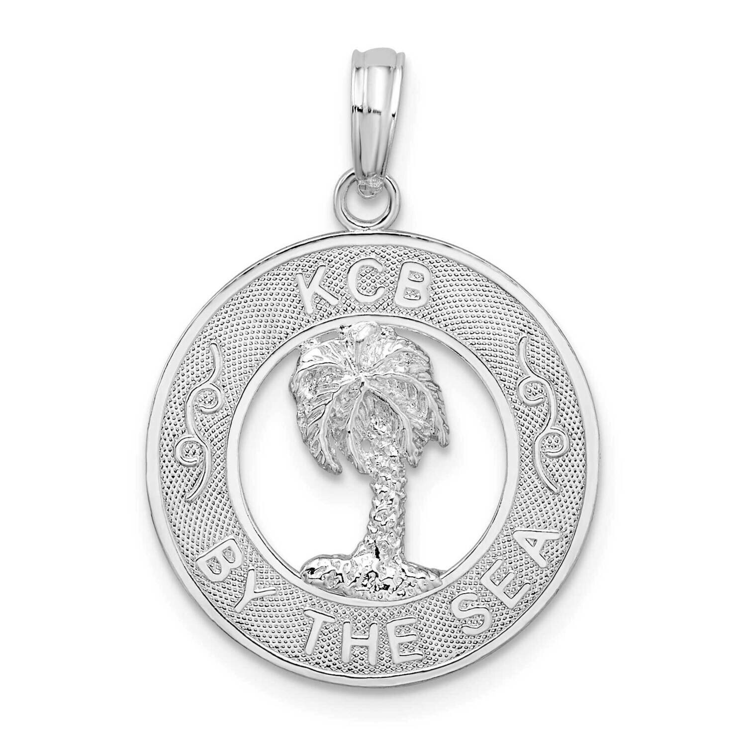 Textured Kcb By The Sea Circle with Palm Tree Pendant Sterling Silver QC10394, MPN: QC10394, 637218…