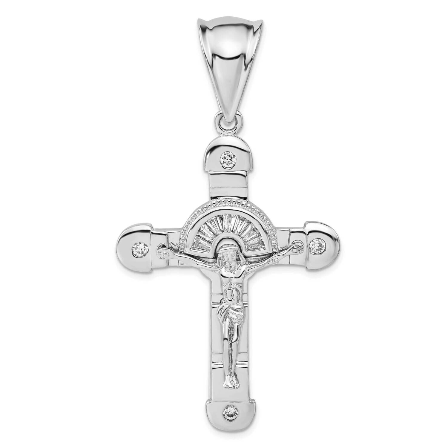 CZ Crucifix Pendant Sterling Silver Polished QC4358, MPN: QC4358, 883957279848
