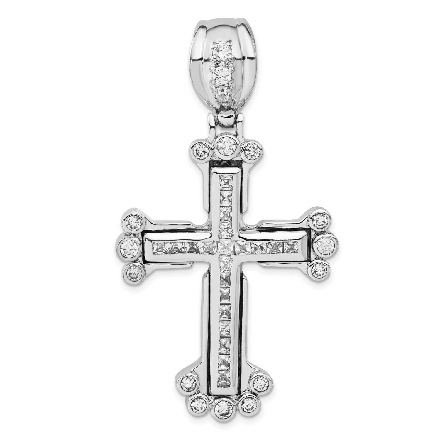 CZ Cross Pendant Sterling Silver Polished QC4351
