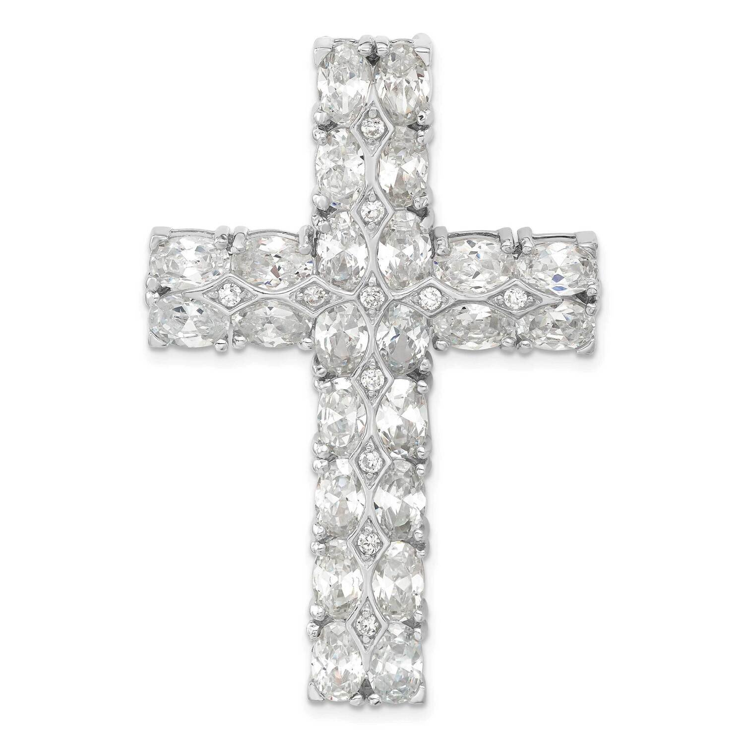 Fancy CZ Latin Cross Slide Sterling Silver Polished QC5351, MPN: QC5351,