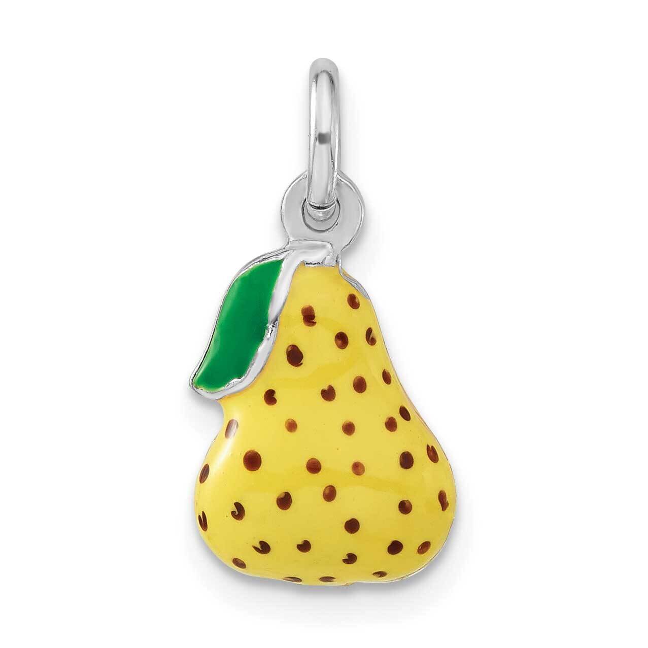 3-D Polished Enameled Pear Charm Sterling Silver QC6141