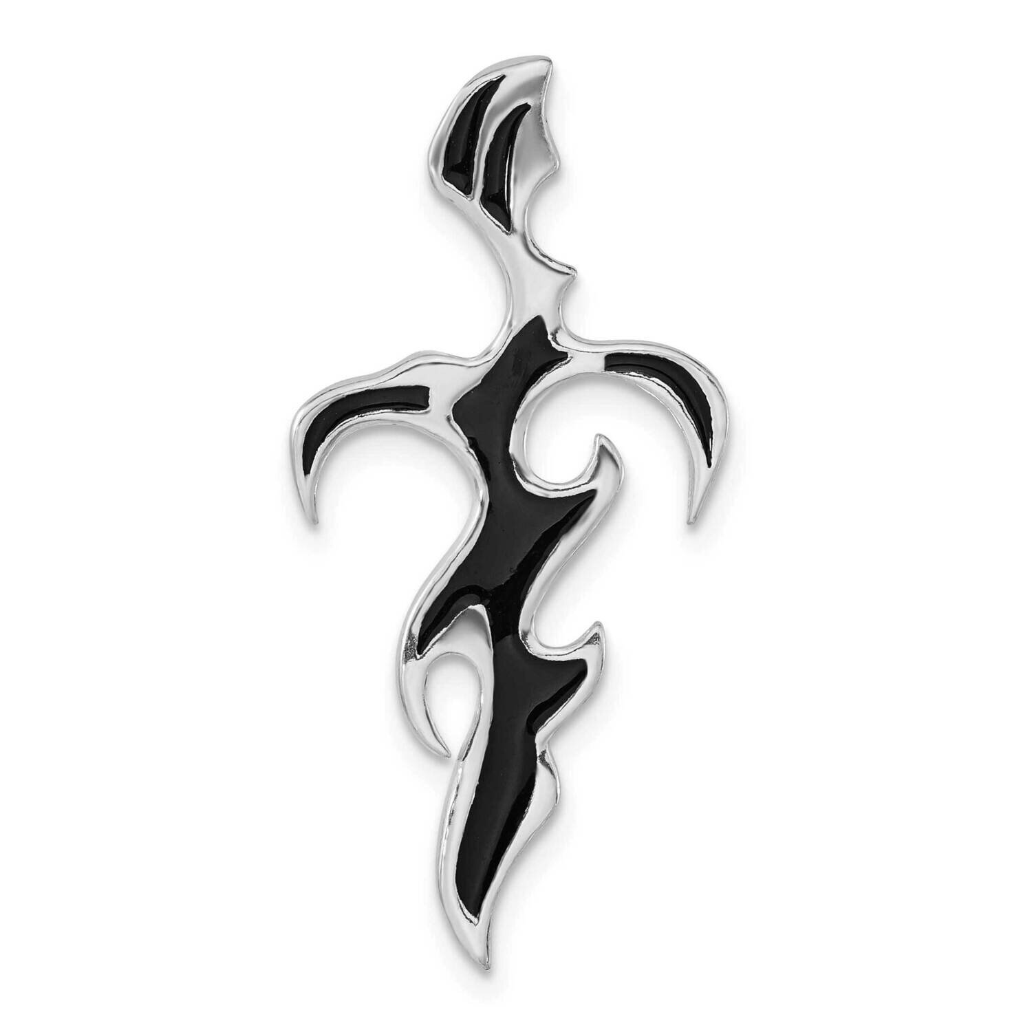 Enameled &amp; Polished Gothic Cross Pendant Sterling Silver QC6607, MPN: QC6607,