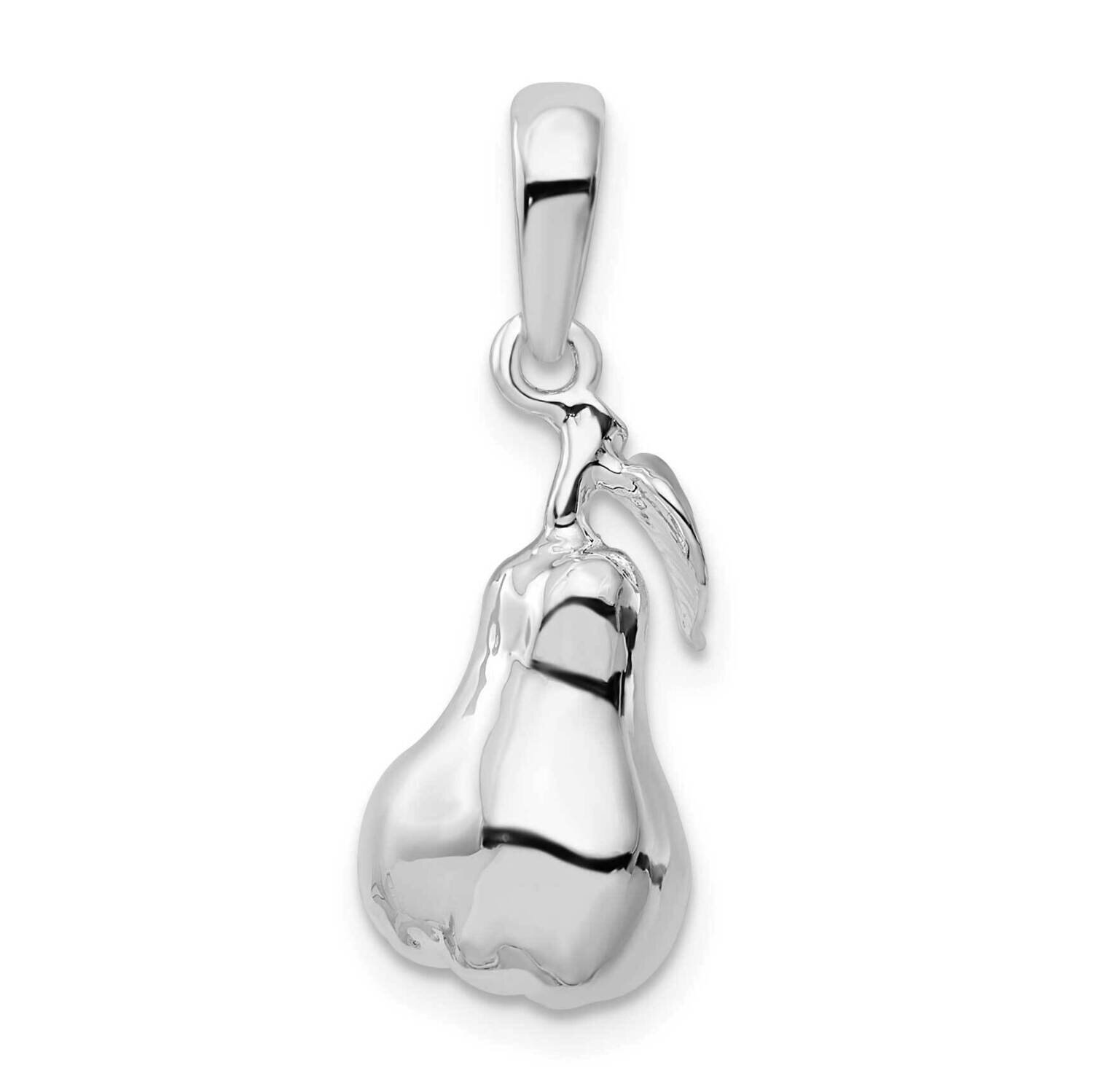 3D Pear Pendant Sterling Silver Polished QC9797