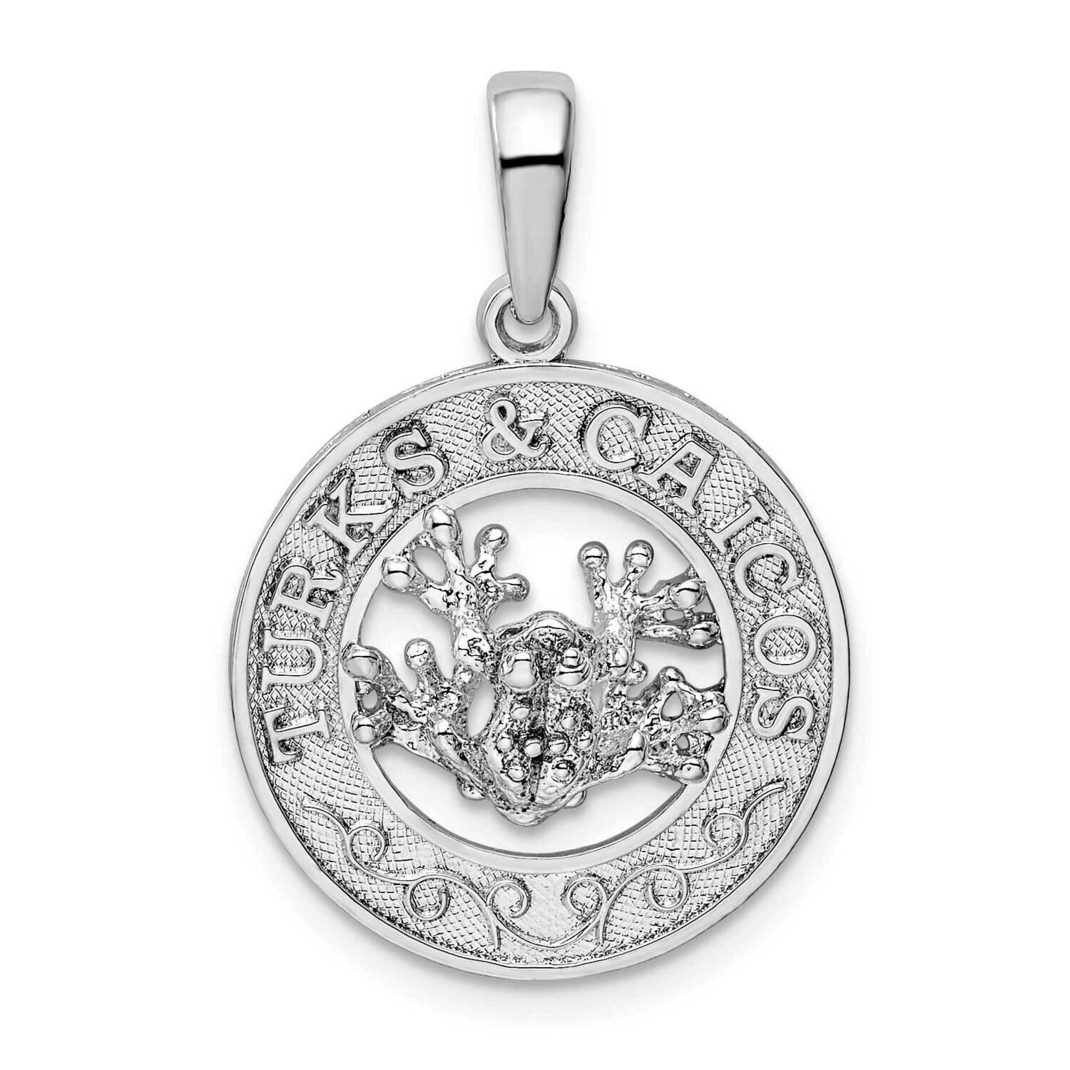 Textured Turks And Caicos with Frog Pendant Sterling Silver QC9894, MPN: QC9894, 637218147069