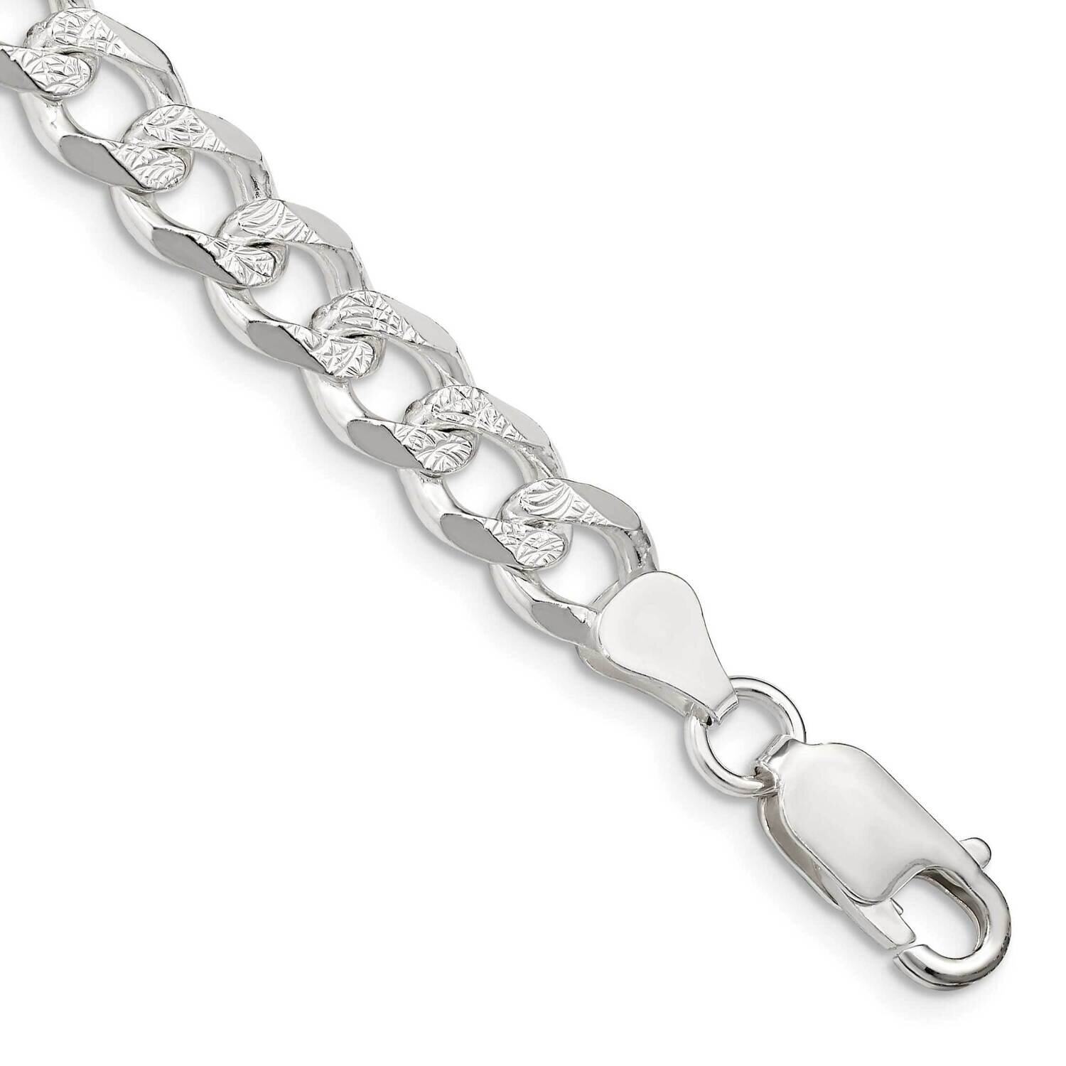 7.5mm Pave Curb Chain 9 Inch Sterling Silver QCF200-9, MPN: QCF200-9,