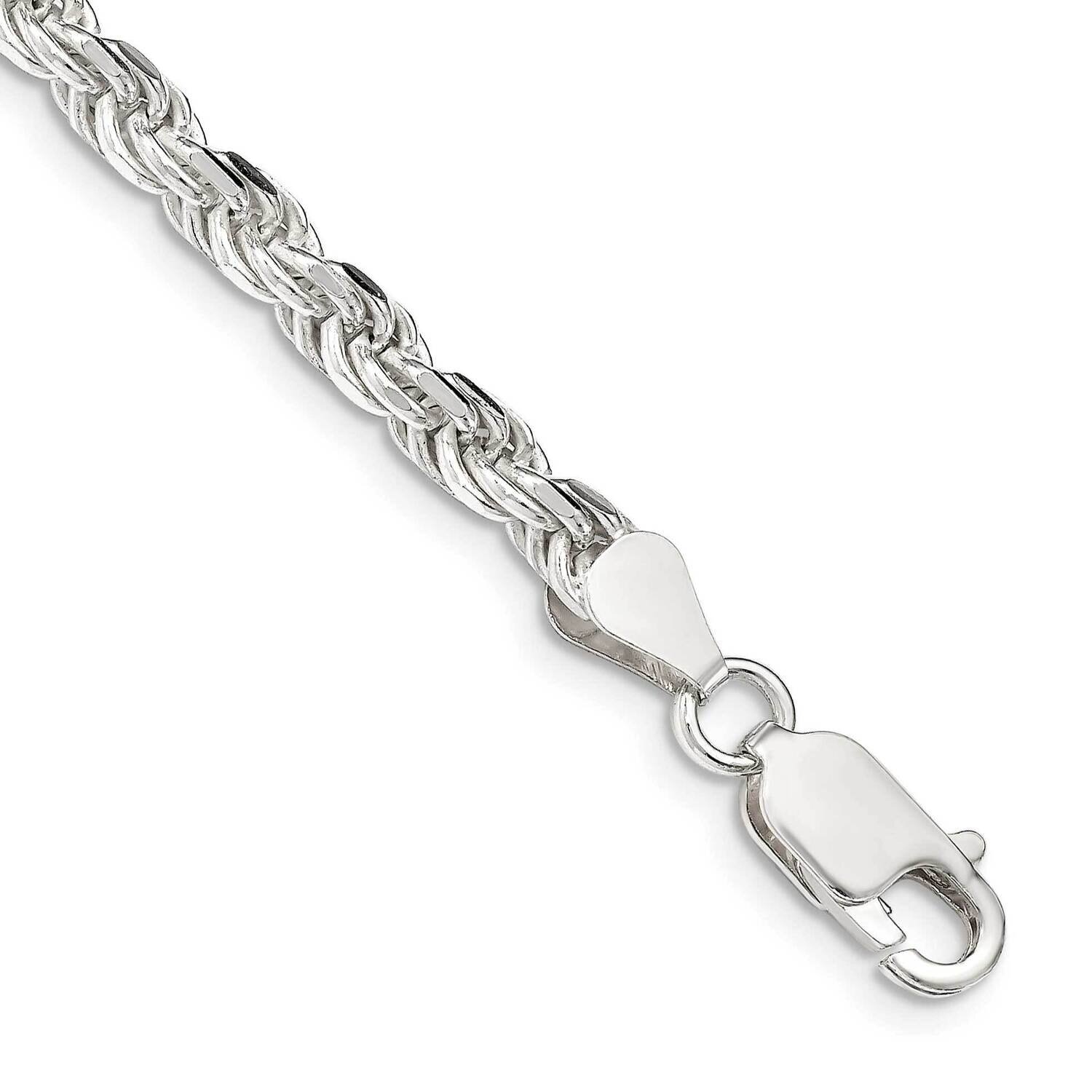 4.25mm Diamond-Cut Rope Chain 7 Inch Sterling Silver QDC090-7
